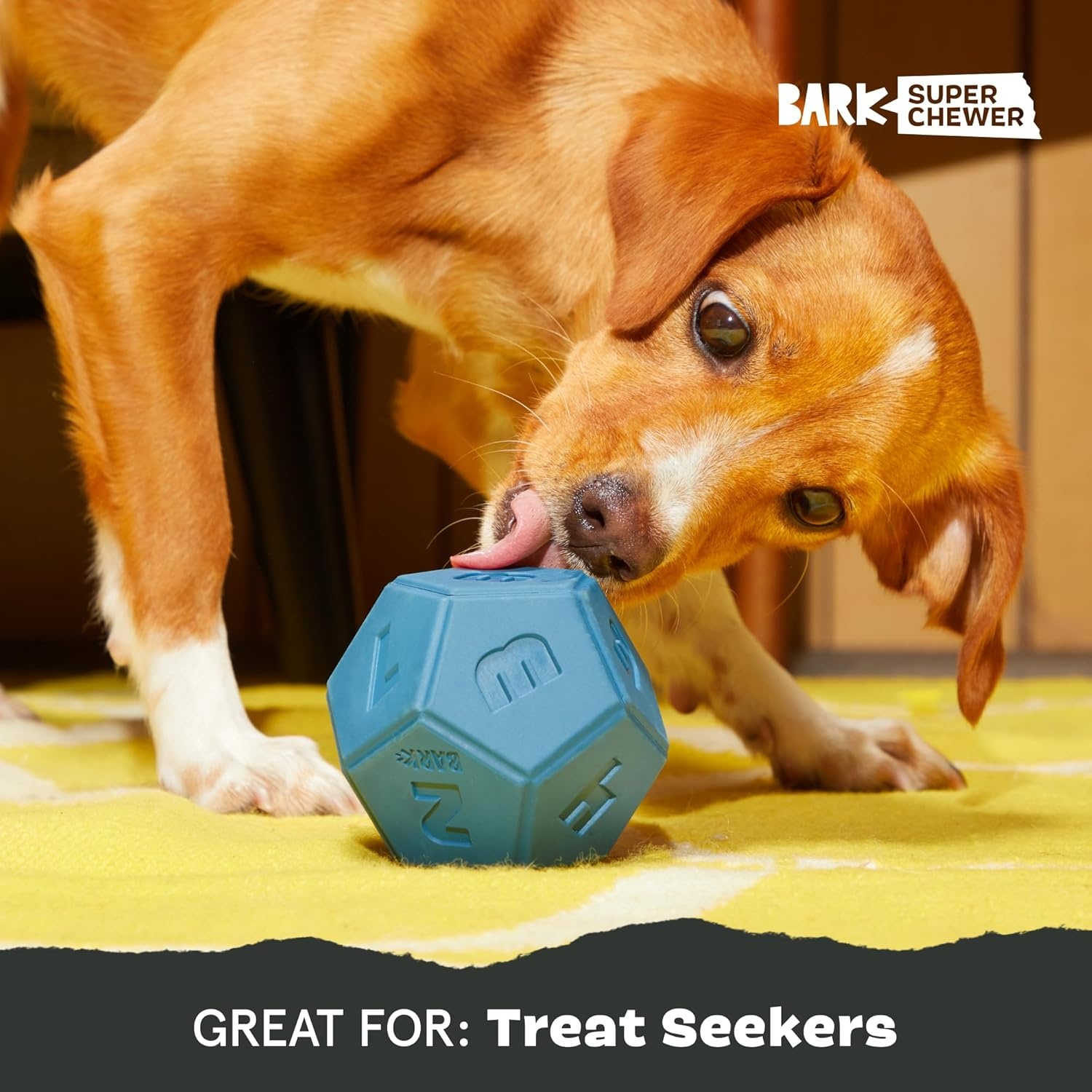 image:imageBarkbox Squash Dog Toy Natural Rubber Treat Dispensing Cream Scented amp Fun Wobble Design Dog Toy for Aggressive ChewersRoll and Play Die