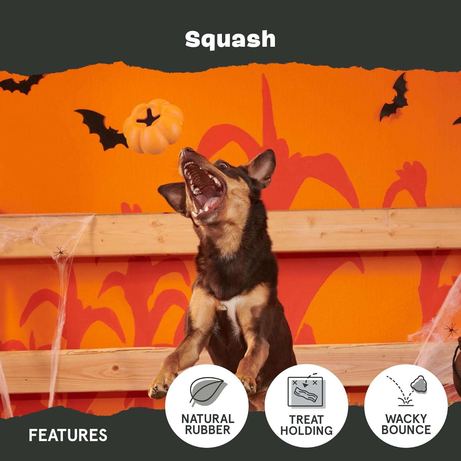 image:imageBarkbox Squash Dog Toy Natural Rubber Treat Dispensing Cream Scented amp Fun Wobble Design Dog Toy for Aggressive ChewersSquash