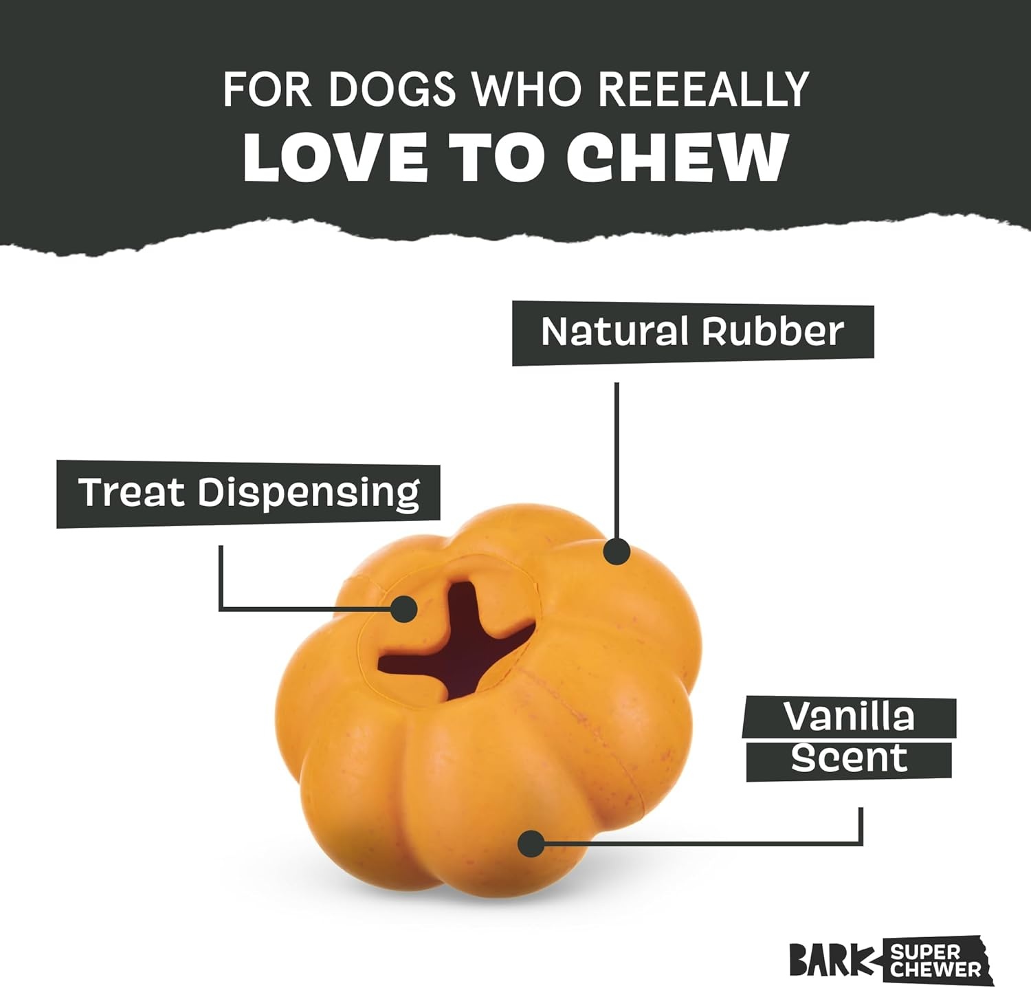 image:imageBarkbox Squash Dog Toy Natural Rubber Treat Dispensing Cream Scented amp Fun Wobble Design Dog Toy for Aggressive ChewersSquash