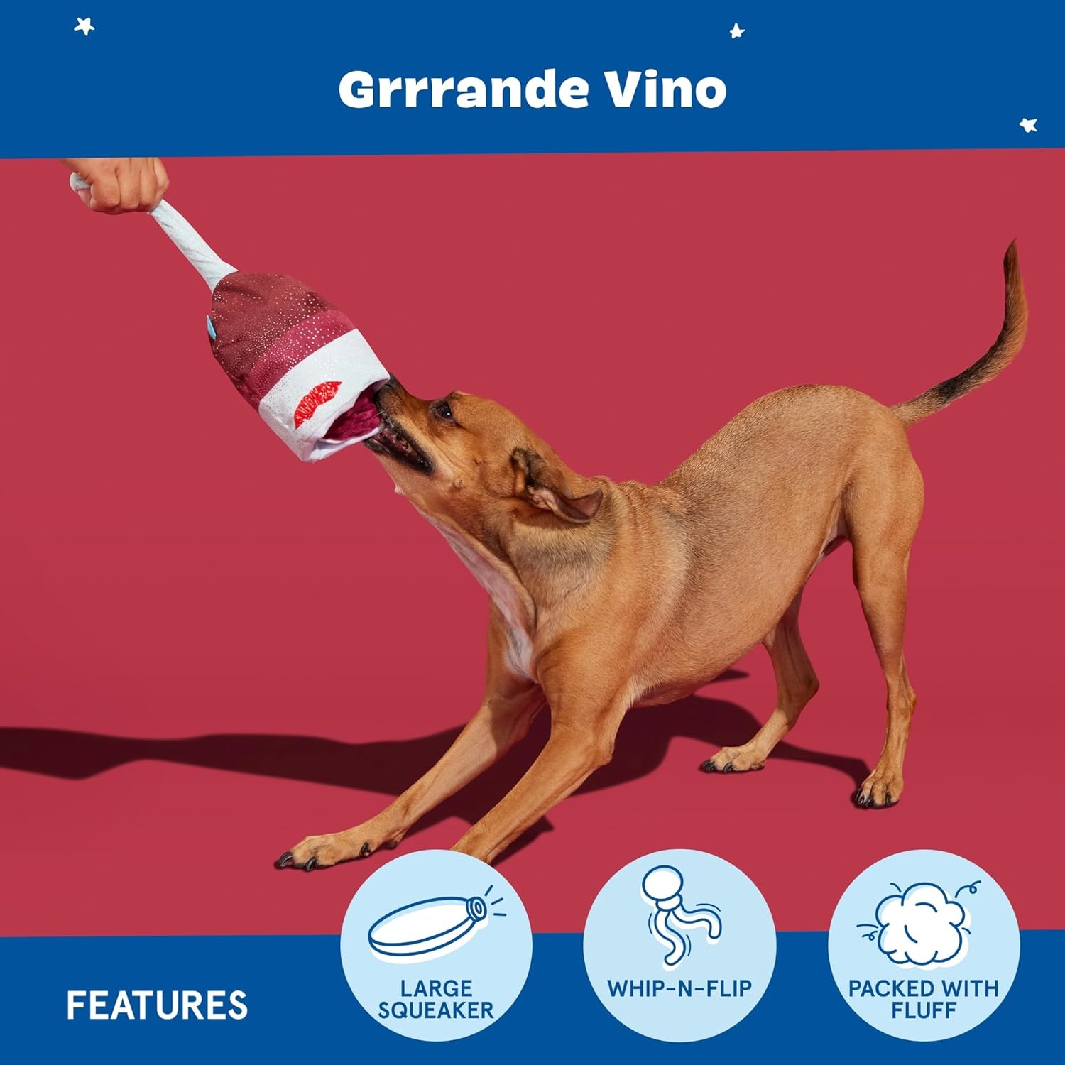 image:imageBarkbox Tipsy Ros Dog Toy for Aggressive Chewers Durable TreatDispensing Rubber Toy for Large Dogs Puppy Teething Toys amp Dog Toys to Keep Them BusyGrrrrande Vino