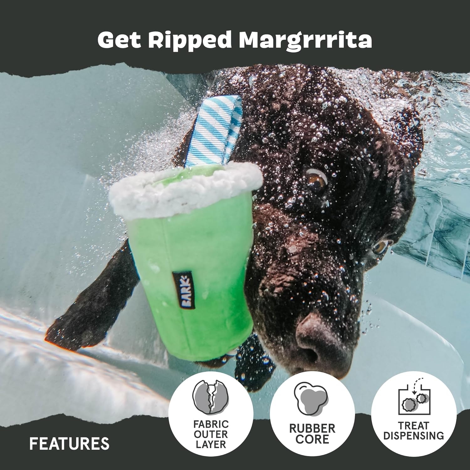 image:imageBarkbox Tipsy Toast Glass Treat Dispensing Dog Toys Puppy and Pet Toys for Medium to Large DogsGet Ripped Margrrrita