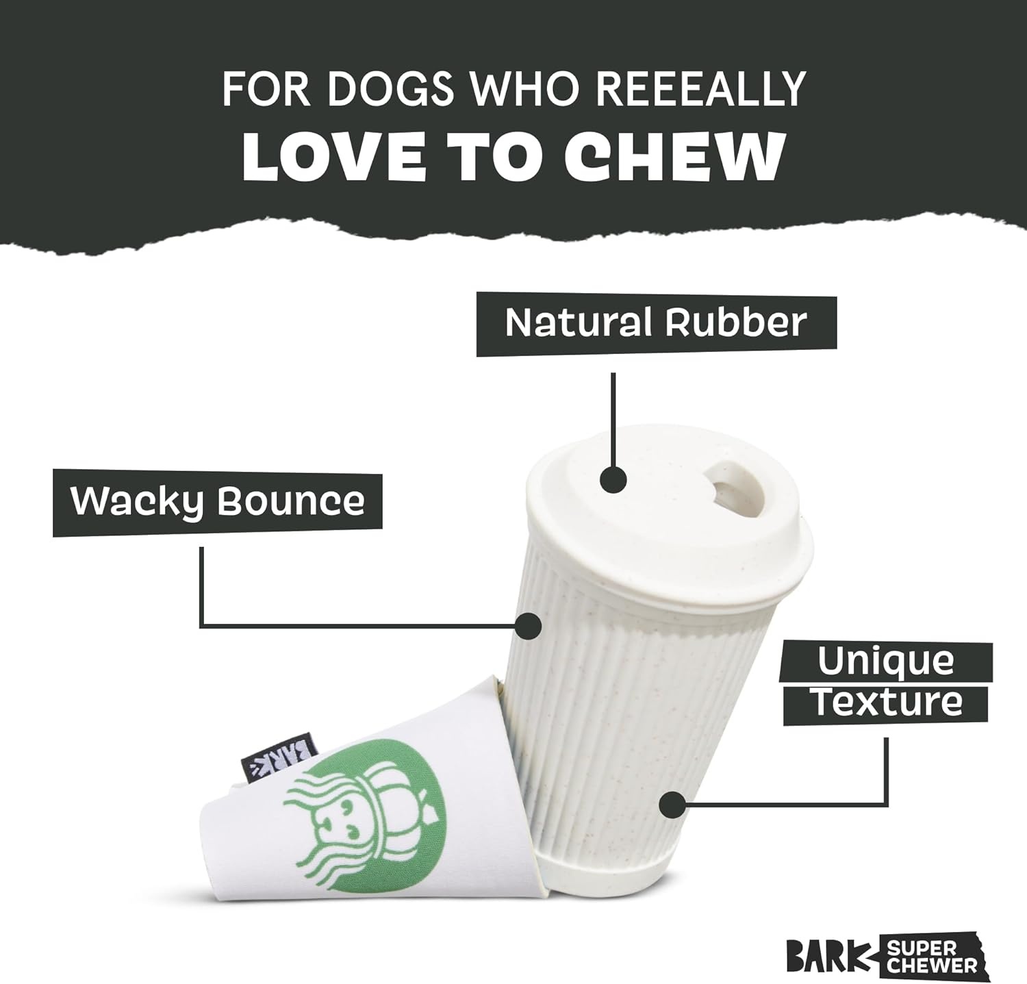 image:imageBarkbox Tipsy Toast Glass Treat Dispensing Dog Toys Puppy and Pet Toys for Medium to Large DogsPupkin Spice Latte