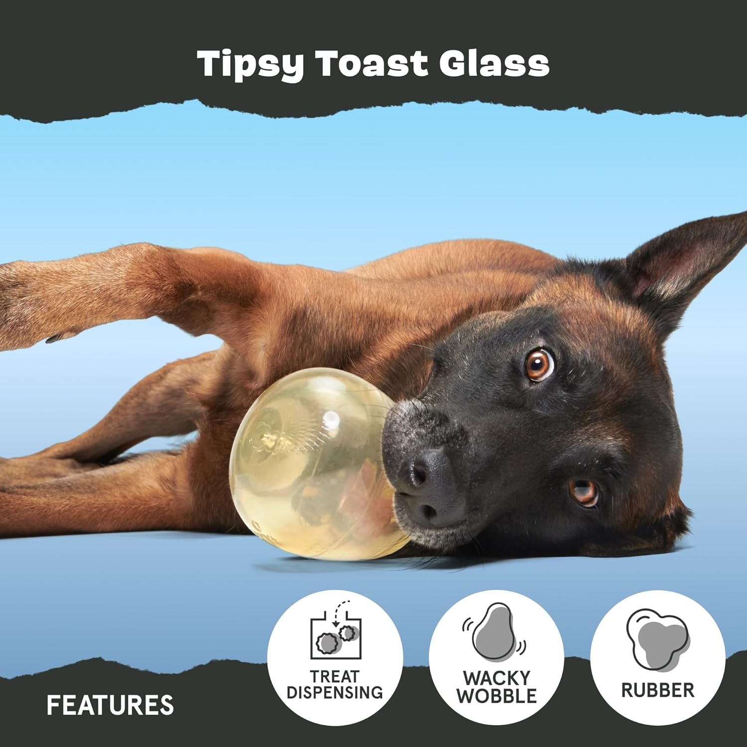 image:imageBarkbox Tipsy Toast Glass Treat Dispensing Dog Toys Puppy and Pet Toys for Medium to Large DogsTipsy Toast