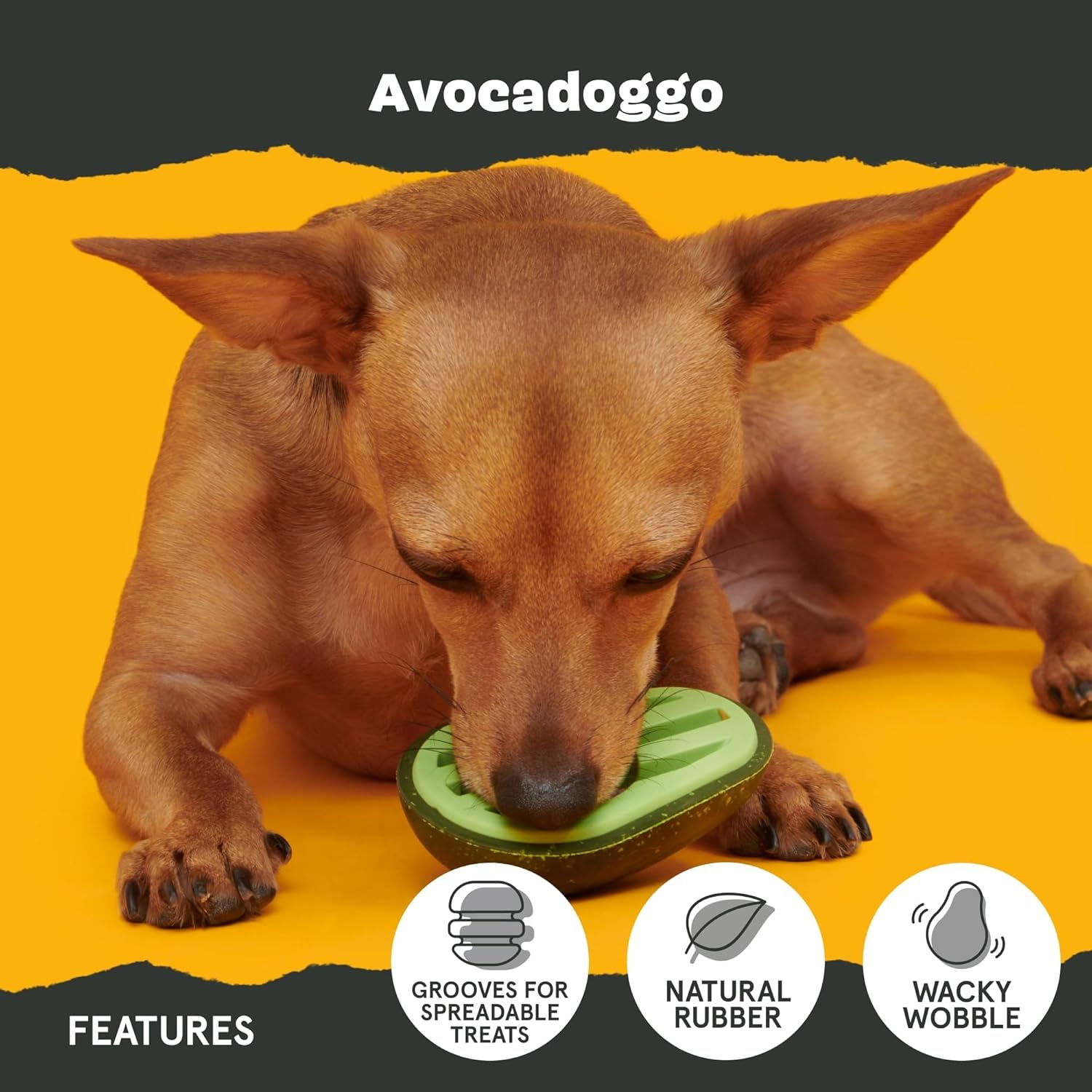 image:imageBarkbox Treat Meat Hot Dog Dog Toy BaconScented Rubber Chew Toy for Medium Dogs Durable Dog Toys for Aggressive Chewers amp Puppy Teething ToysAvocadoggo