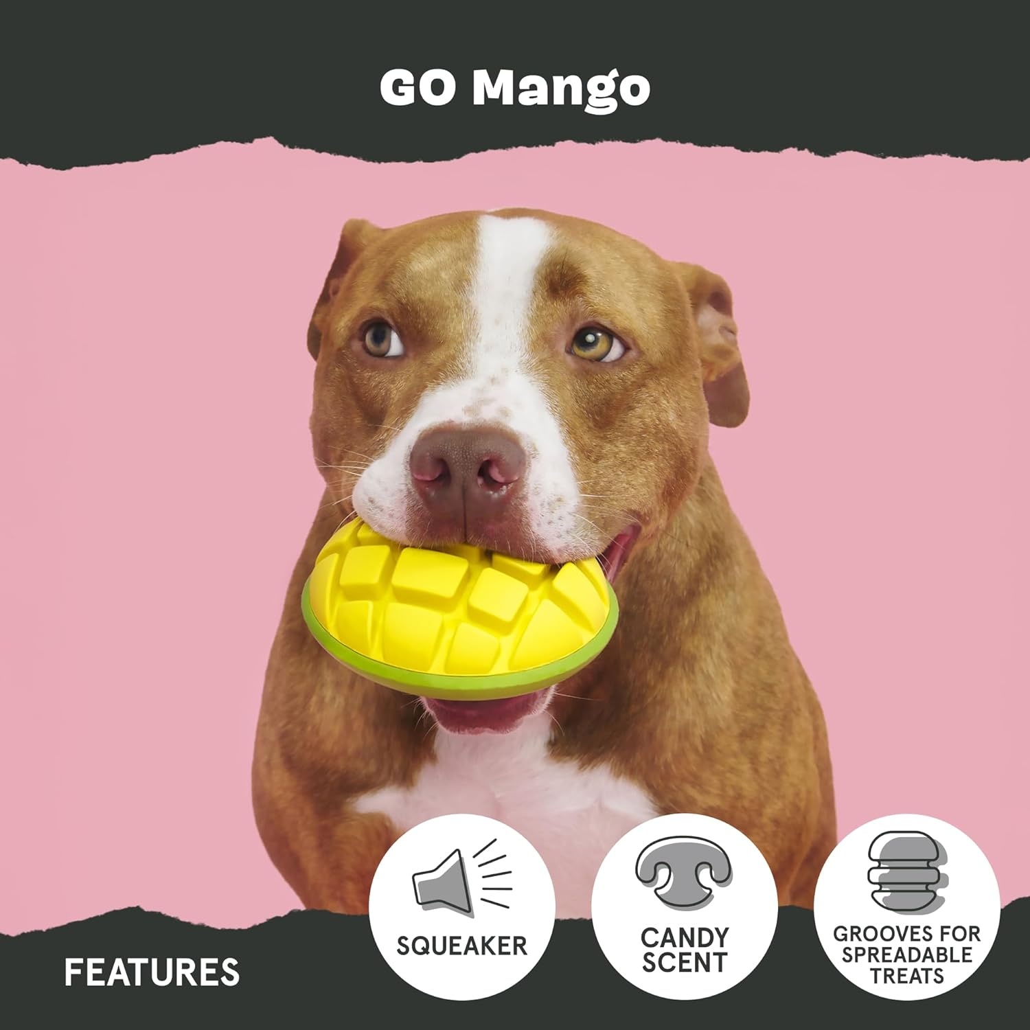image:imageBarkbox Treat Meat Hot Dog Dog Toy BaconScented Rubber Chew Toy for Medium Dogs Durable Dog Toys for Aggressive Chewers amp Puppy Teething ToysGo Mango