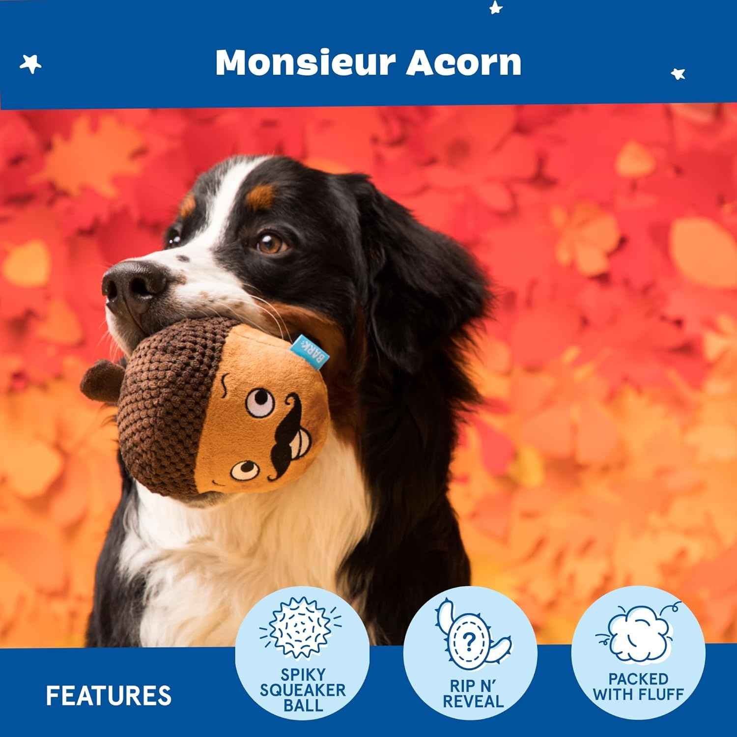 image:imageBarkbox Tug Tied Toad Dog Toy for Tough Chewers Durable Rubber Design Perfect for TugofWarMonsieur Acorn Large