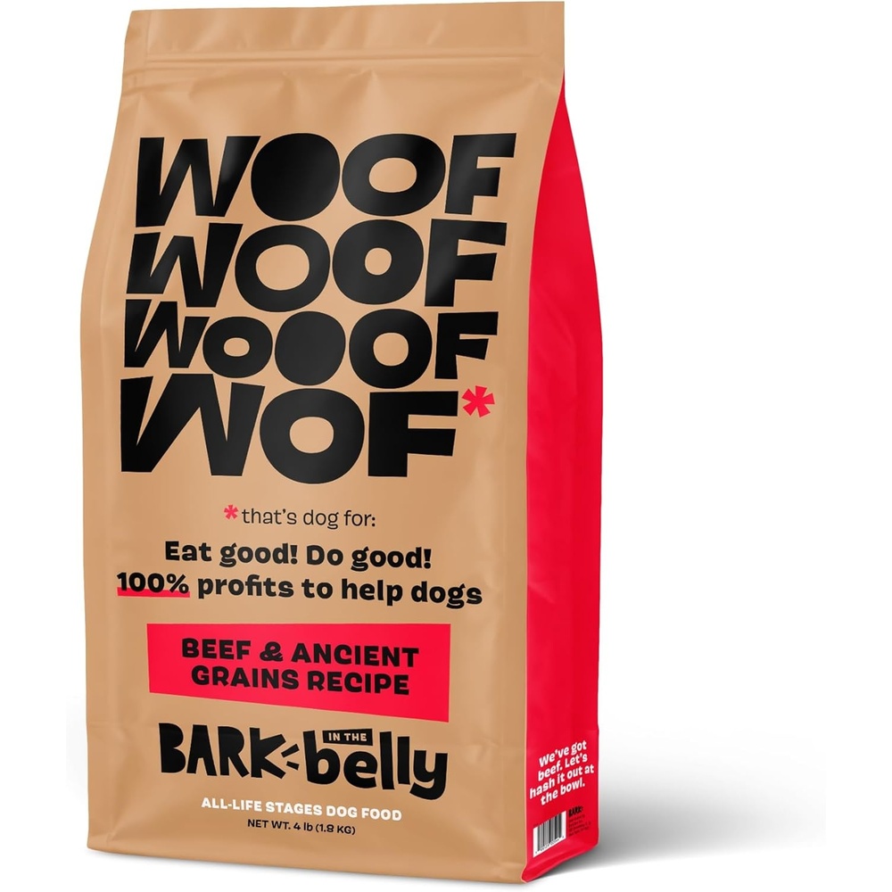 image:imageBark in the Belly Beef amp Ancient Grains Recipe Premium Dog Food 4 lb Bag 18 kg