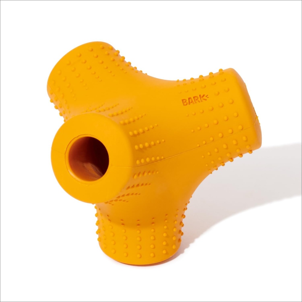 image:imageBarkbox Squash Dog Toy Natural Rubber Treat Dispensing Cream Scented amp Fun Wobble Design Dog Toy for Aggressive ChewersCoral Teef