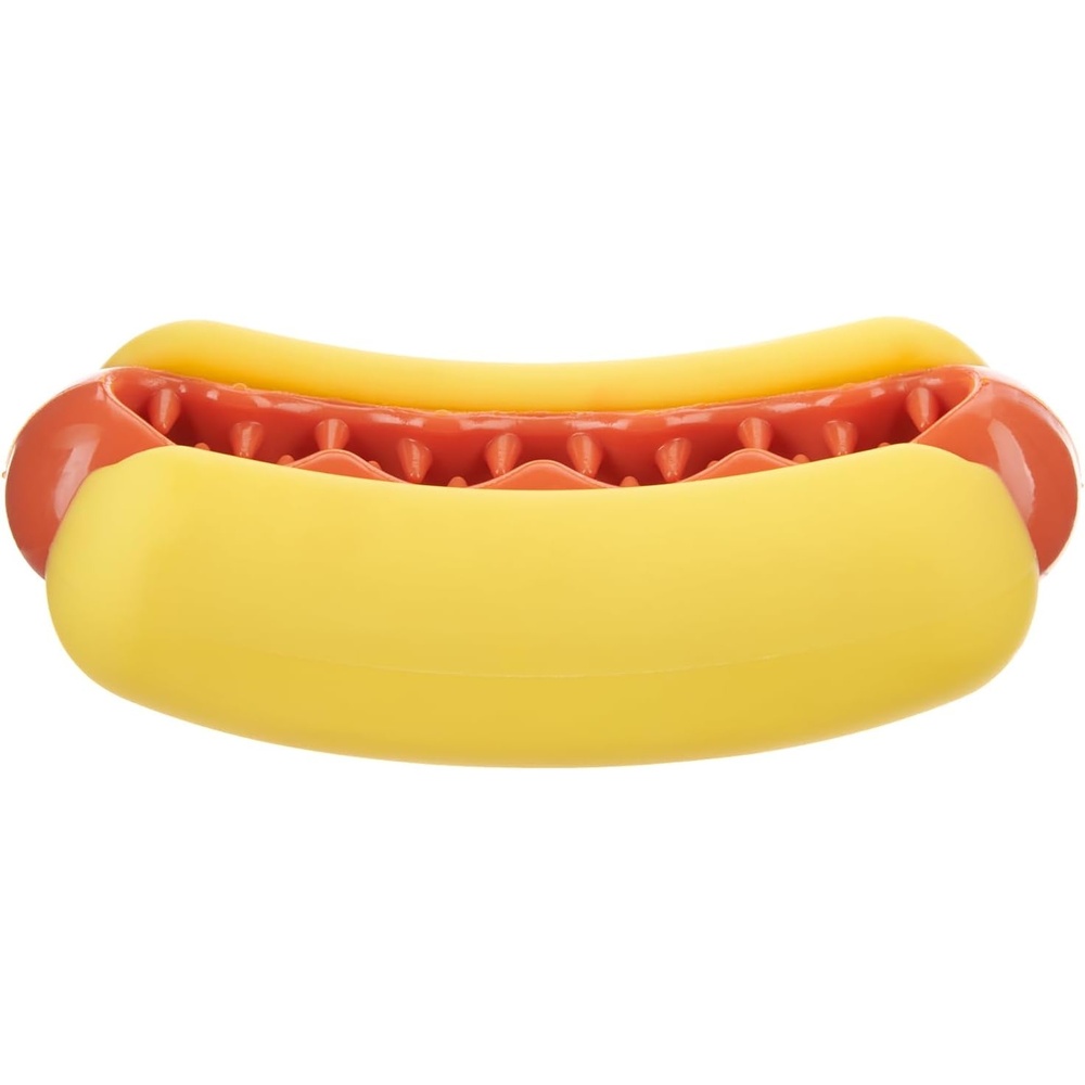 image:imageBarkbox Treat Meat Hot Dog Dog Toy BaconScented Rubber Chew Toy for Medium Dogs Durable Dog Toys for Aggressive Chewers amp Puppy Teething ToysTreat Meat Hot Dog