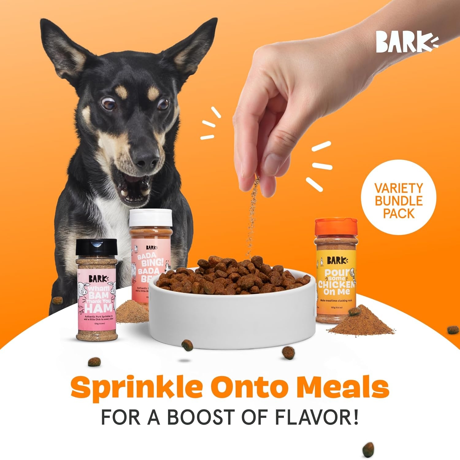 image:imageBarkbox Chicken Dog Treat Topper High Protein Ingredients for All Breeds Rosemary Extract for Large amp Small Breeds Elevate Dog Food Dining Shake amp Pour for Dog BowlsVariety Pack