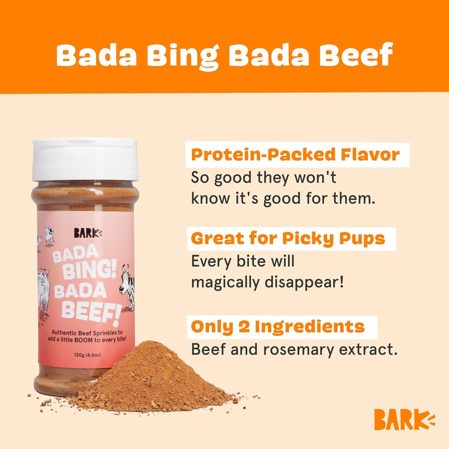 image:imageBarkbox Chicken Dog Treat Topper High Protein Ingredients for All Breeds Rosemary Extract for Large amp Small Breeds Elevate Dog Food Dining Shake amp Pour for Dog BowlsBada Bing Bada Beef