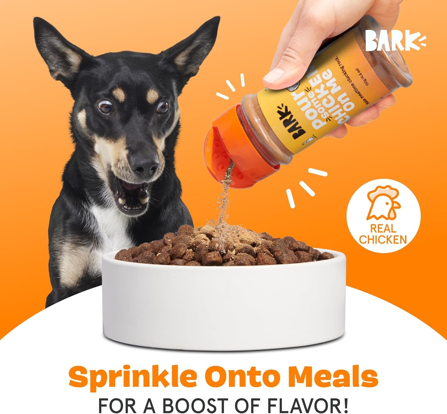 image:imageBarkbox Chicken Dog Treat Topper High Protein Ingredients for All Breeds Rosemary Extract for Large amp Small Breeds Elevate Dog Food Dining Shake amp Pour for Dog BowlsPour Some Chicken on Me