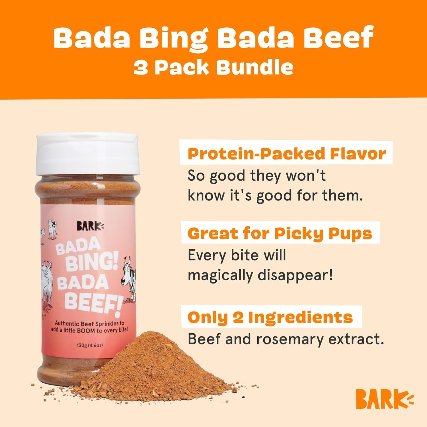 image:imageBarkbox Chicken Dog Treat Topper High Protein Ingredients for All Breeds Rosemary Extract for Large amp Small Breeds Elevate Dog Food Dining Shake amp Pour for Dog BowlsBada Bing Bada Beef