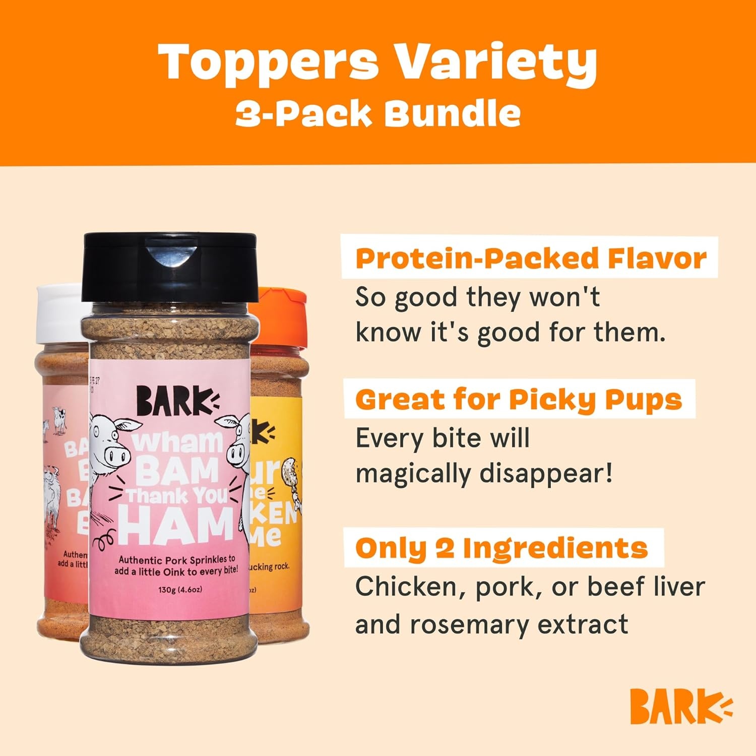 image:imageBarkbox Chicken Dog Treat Topper High Protein Ingredients for All Breeds Rosemary Extract for Large amp Small Breeds Elevate Dog Food Dining Shake amp Pour for Dog BowlsVariety Pack
