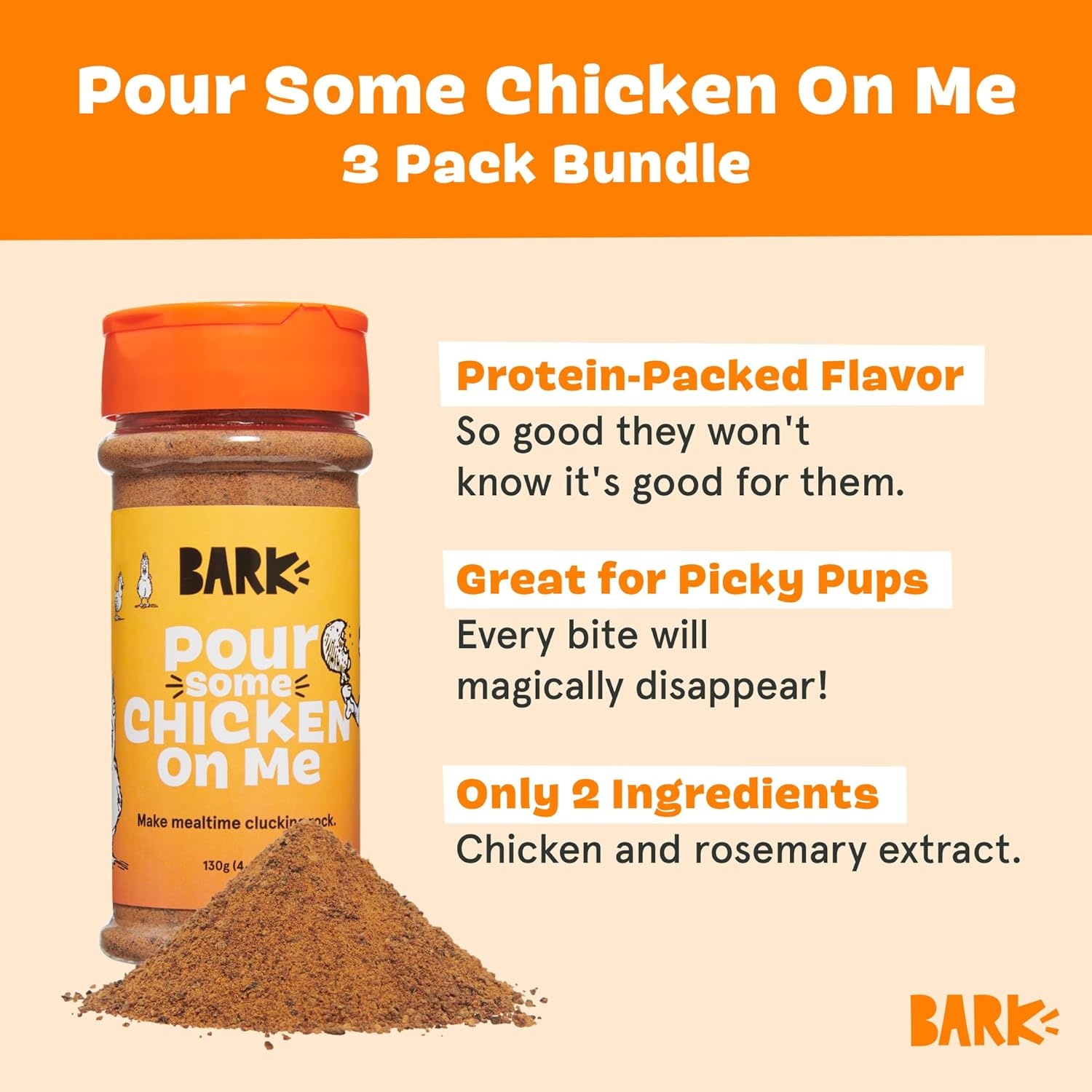 image:imageBarkbox Chicken Dog Treat Topper High Protein Ingredients for All Breeds Rosemary Extract for Large amp Small Breeds Elevate Dog Food Dining Shake amp Pour for Dog BowlsPour Some Chicken on Me