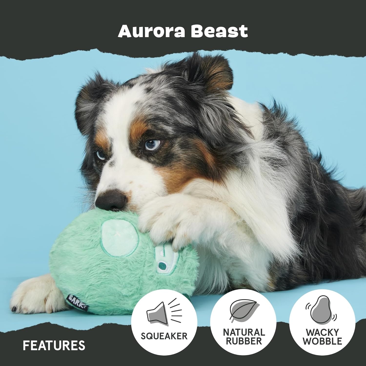 image:imageBarkbox Aurora Beast Super Chewer Dog Toy for Aggressive Chewers Durable Natural Rubber with Soft Exterior Built for Tough Play and LongLasting FunAurora Beast