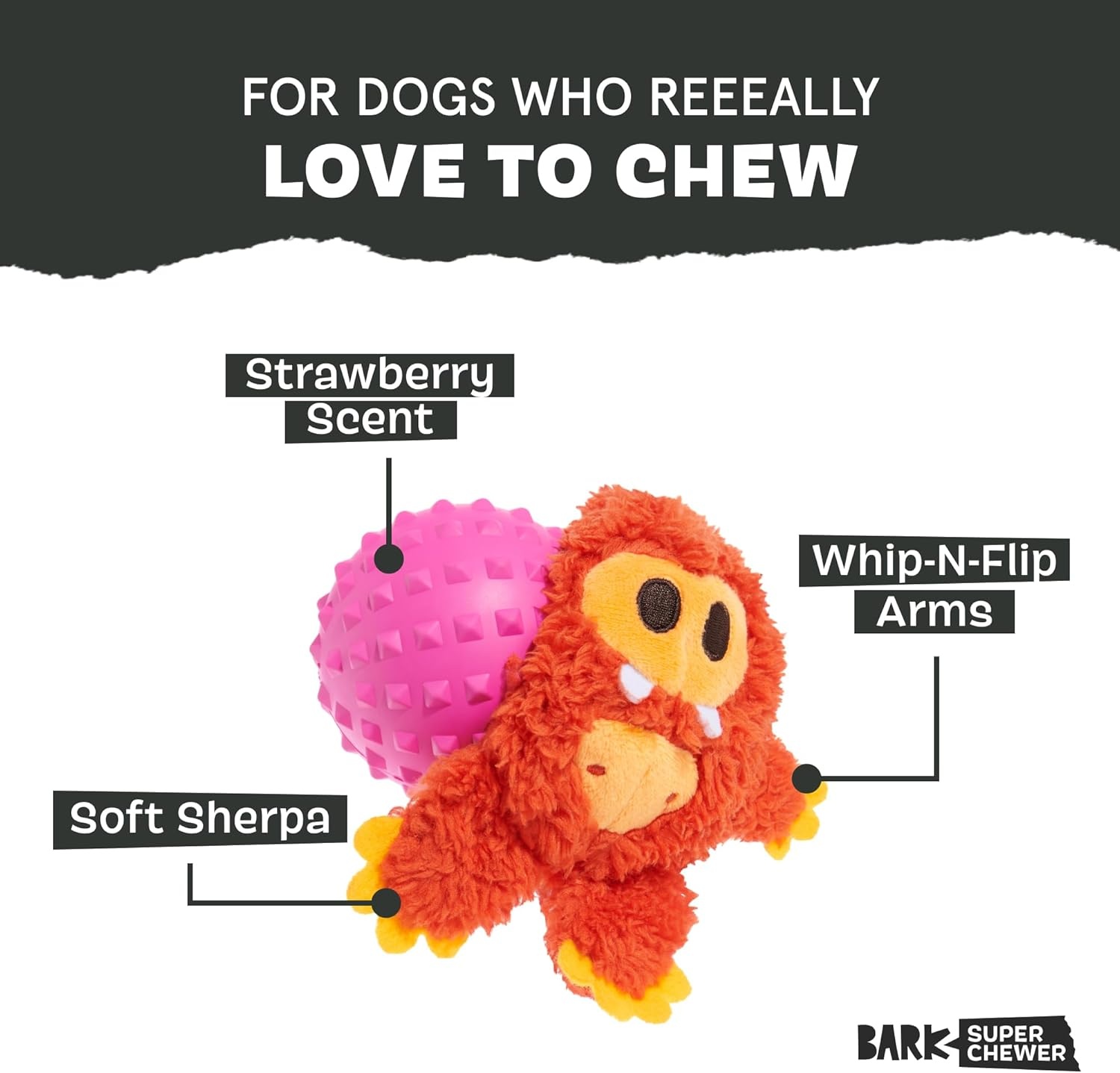 image:imageBarkbox Aurora Beast Super Chewer Dog Toy for Aggressive Chewers Durable Natural Rubber with Soft Exterior Built for Tough Play and LongLasting FunBetty Bigfoot