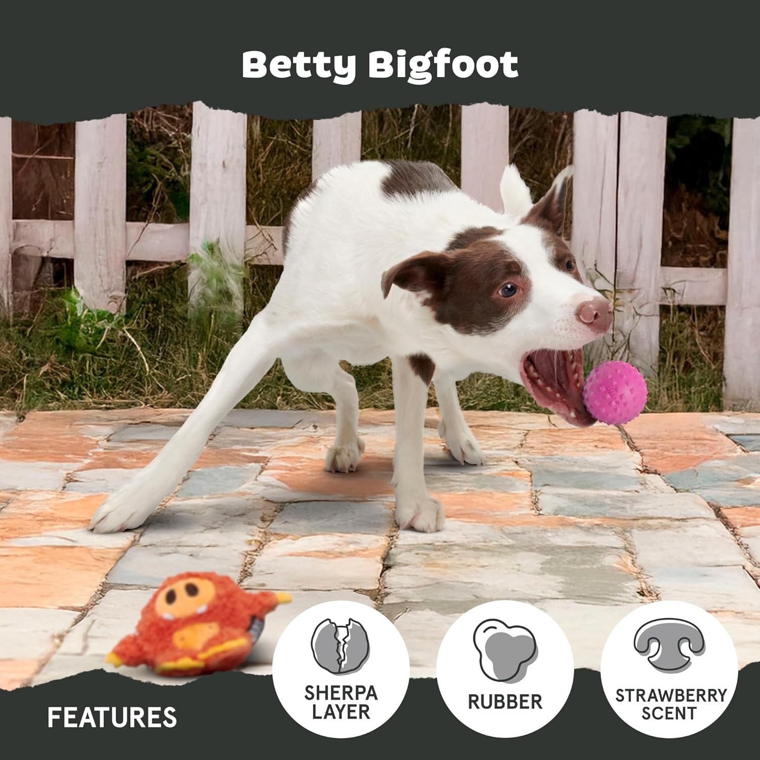 image:imageBarkbox Aurora Beast Super Chewer Dog Toy for Aggressive Chewers Durable Natural Rubber with Soft Exterior Built for Tough Play and LongLasting FunBetty Bigfoot
