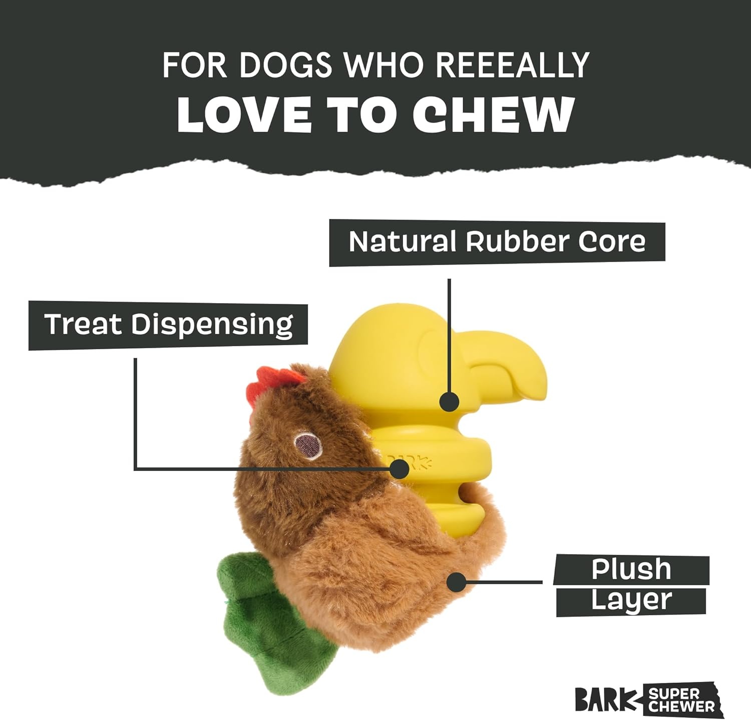 image:imageBarkbox Aurora Beast Super Chewer Dog Toy for Aggressive Chewers Durable Natural Rubber with Soft Exterior Built for Tough Play and LongLasting FunFowl Play