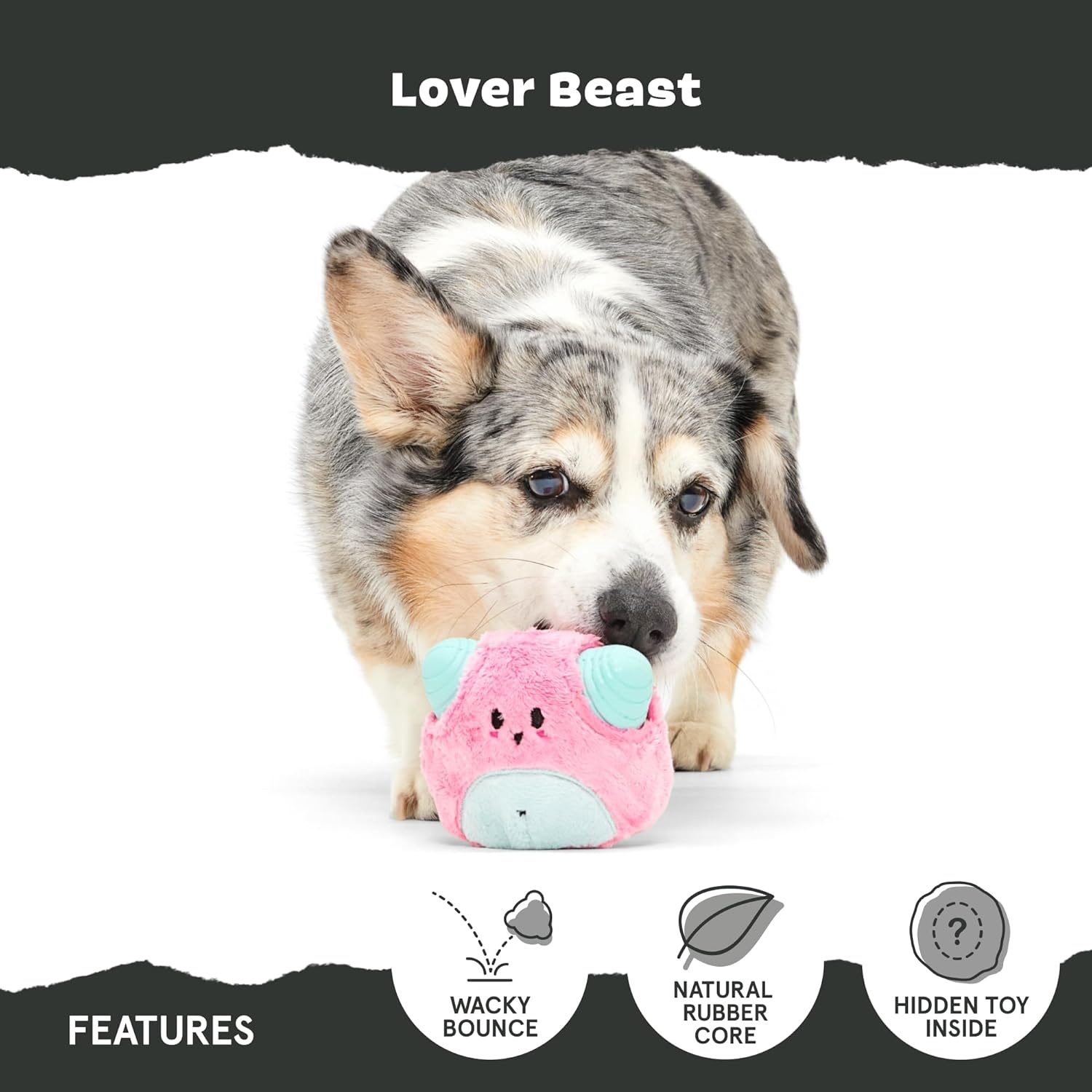 image:imageBarkbox Aurora Beast Super Chewer Dog Toy for Aggressive Chewers Durable Natural Rubber with Soft Exterior Built for Tough Play and LongLasting FunLover Beast