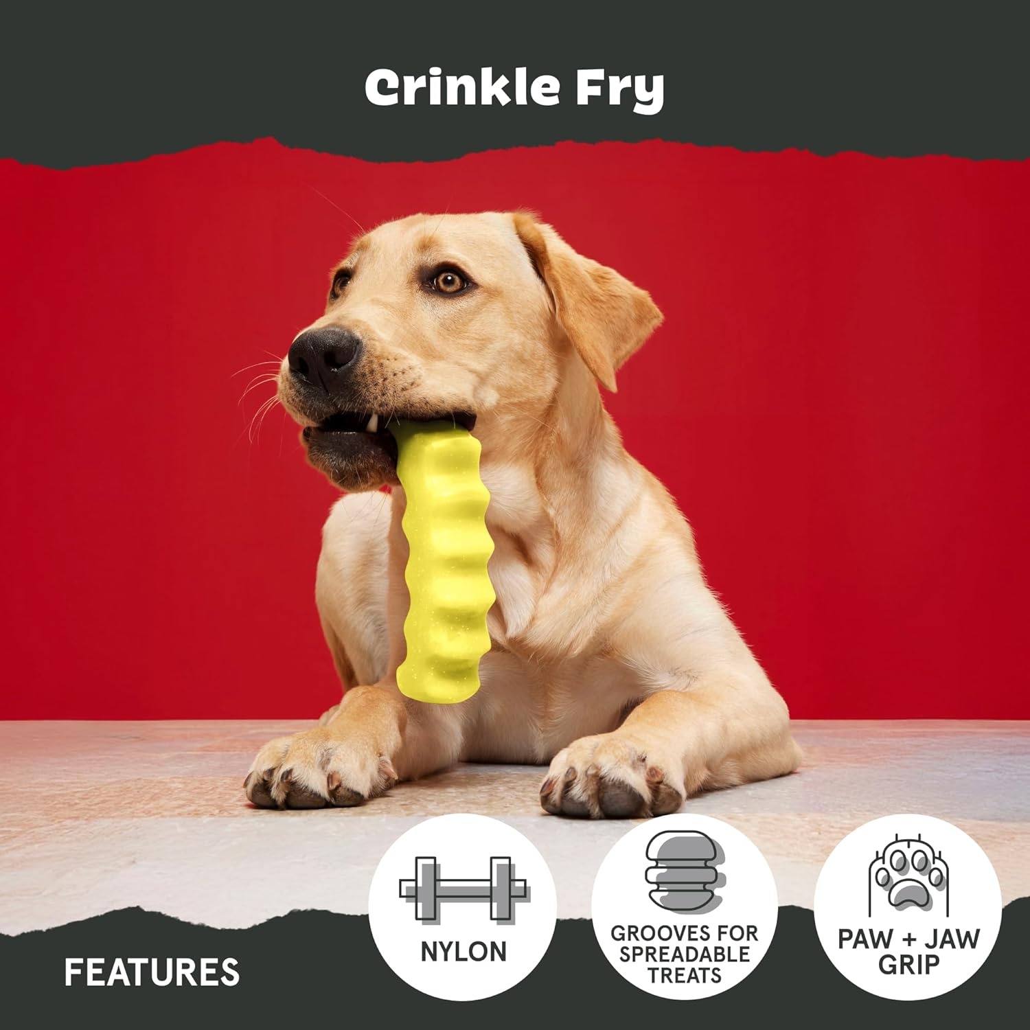 image:imageBarkbox Crinkle Fry Dog Toy for Large Dogs Super Tough Nylon Construction for Aggressive Chewers and Designed for Durable PlaytimeCrinkle Fry