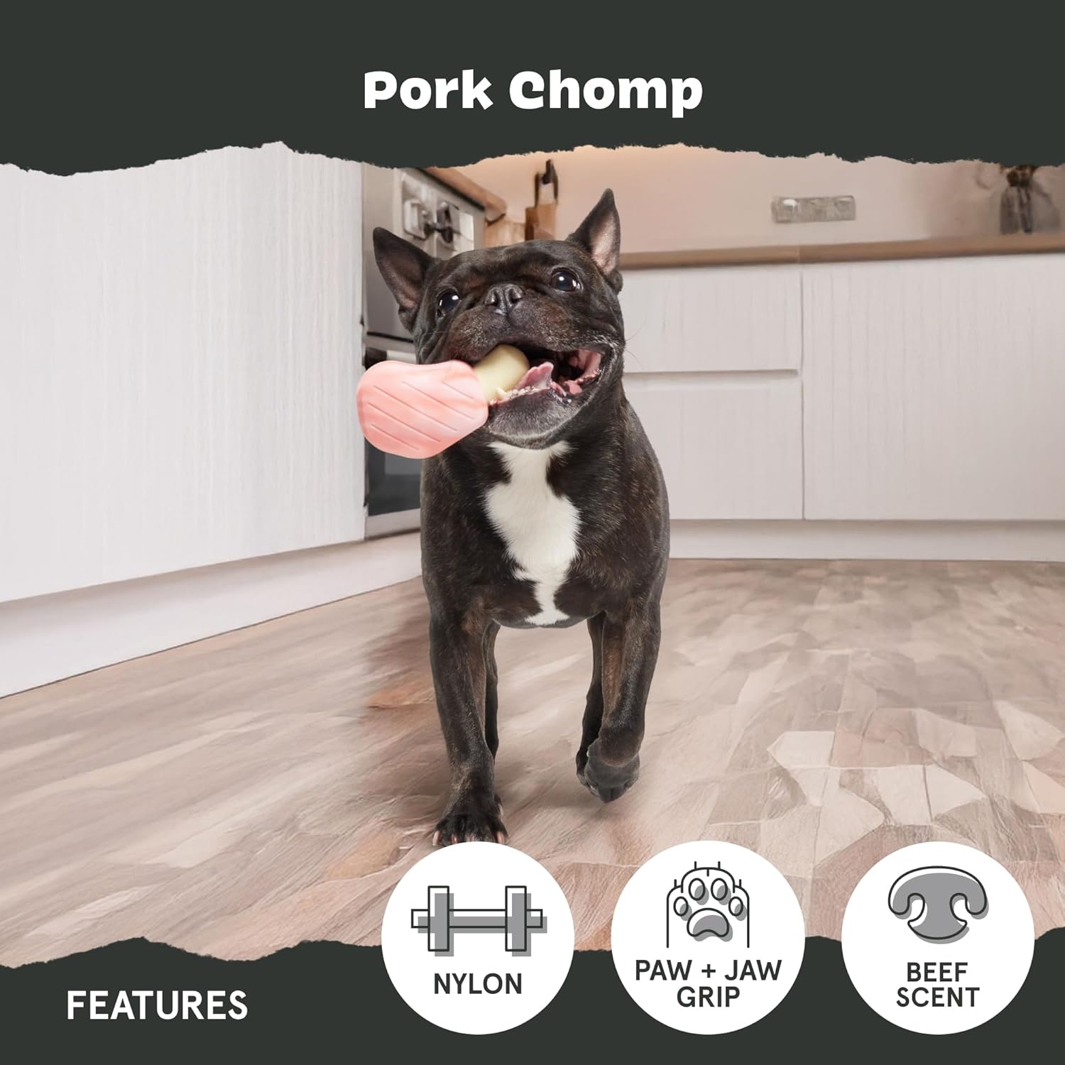 image:imageBarkbox Crinkle Fry Dog Toy for Large Dogs Super Tough Nylon Construction for Aggressive Chewers and Designed for Durable PlaytimePork Chomp