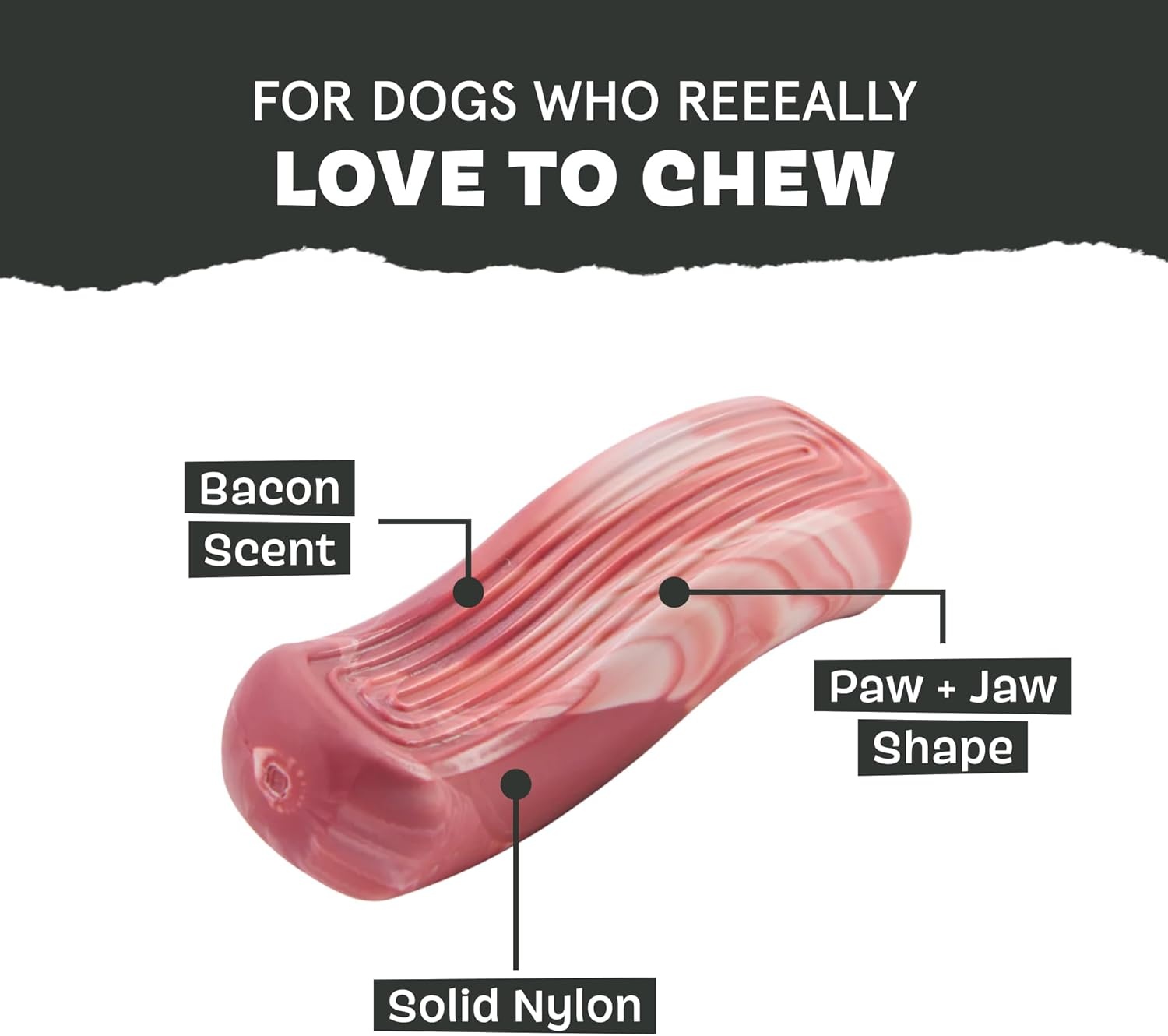 image:imageBarkbox Crinkle Fry Dog Toy for Large Dogs Super Tough Nylon Construction for Aggressive Chewers and Designed for Durable PlaytimeTough Break Bacon