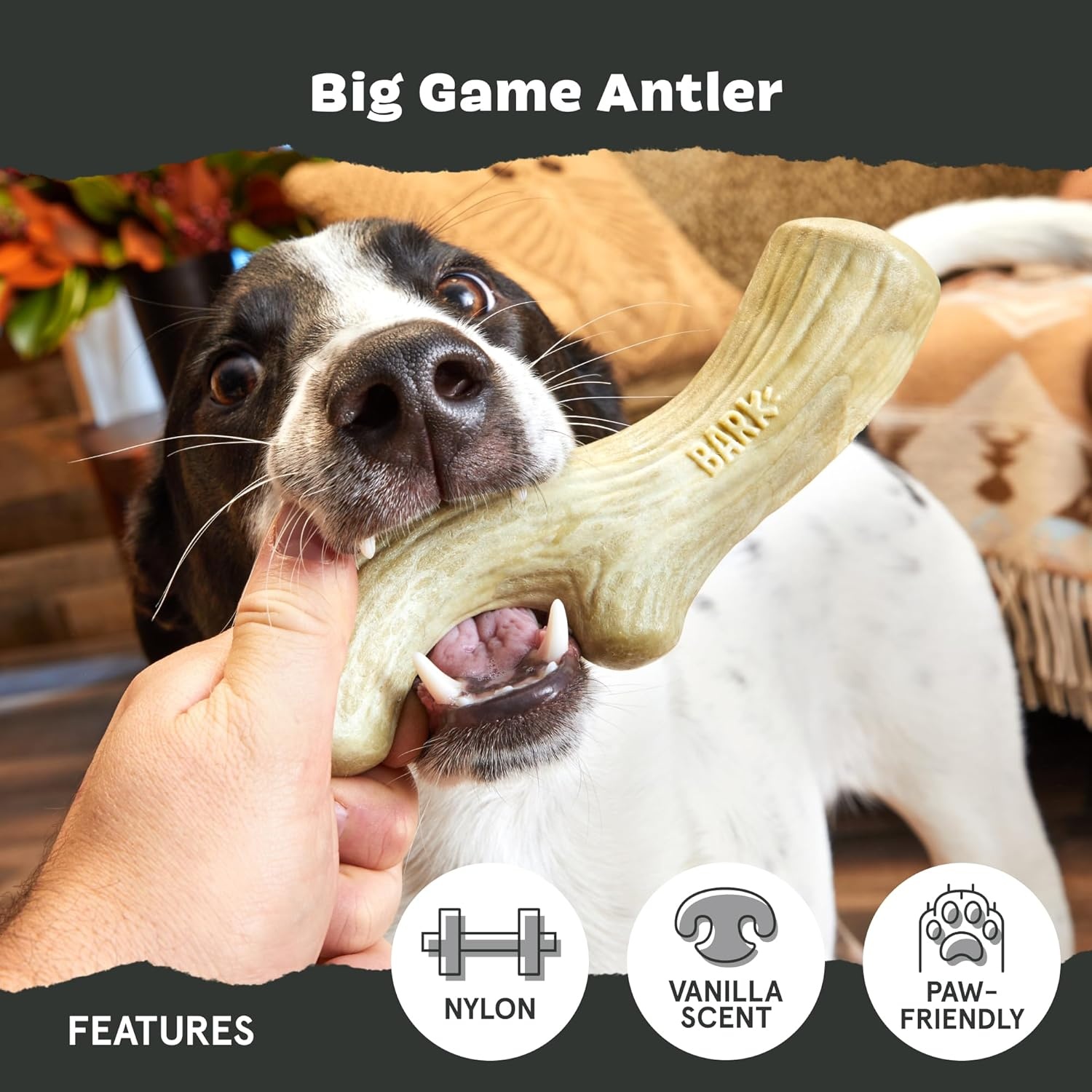 image:imageBarkbox Dogness Monster Super Chewer Dog Chew Toy Tough Dental Stimulating Toy for Aggressive Chewers LargeBig Game Antler Large