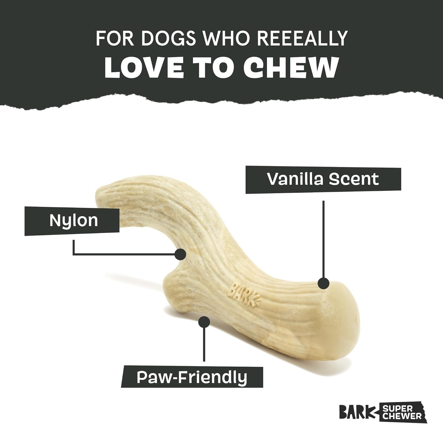 image:imageBarkbox Dogness Monster Super Chewer Dog Chew Toy Tough Dental Stimulating Toy for Aggressive Chewers LargeBig Game Antler Large