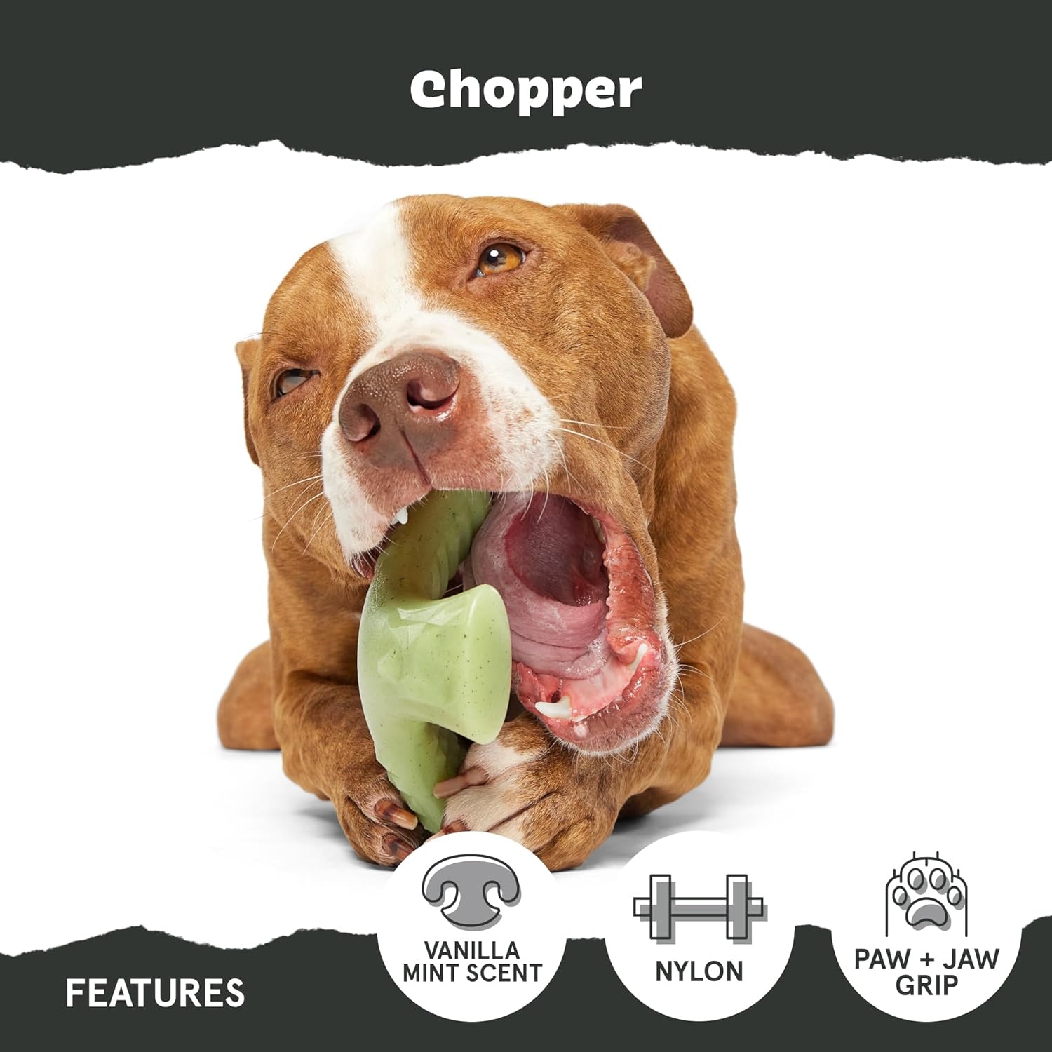 image:imageBarkbox Dogness Monster Super Chewer Dog Chew Toy Tough Dental Stimulating Toy for Aggressive Chewers LargeChopper Large