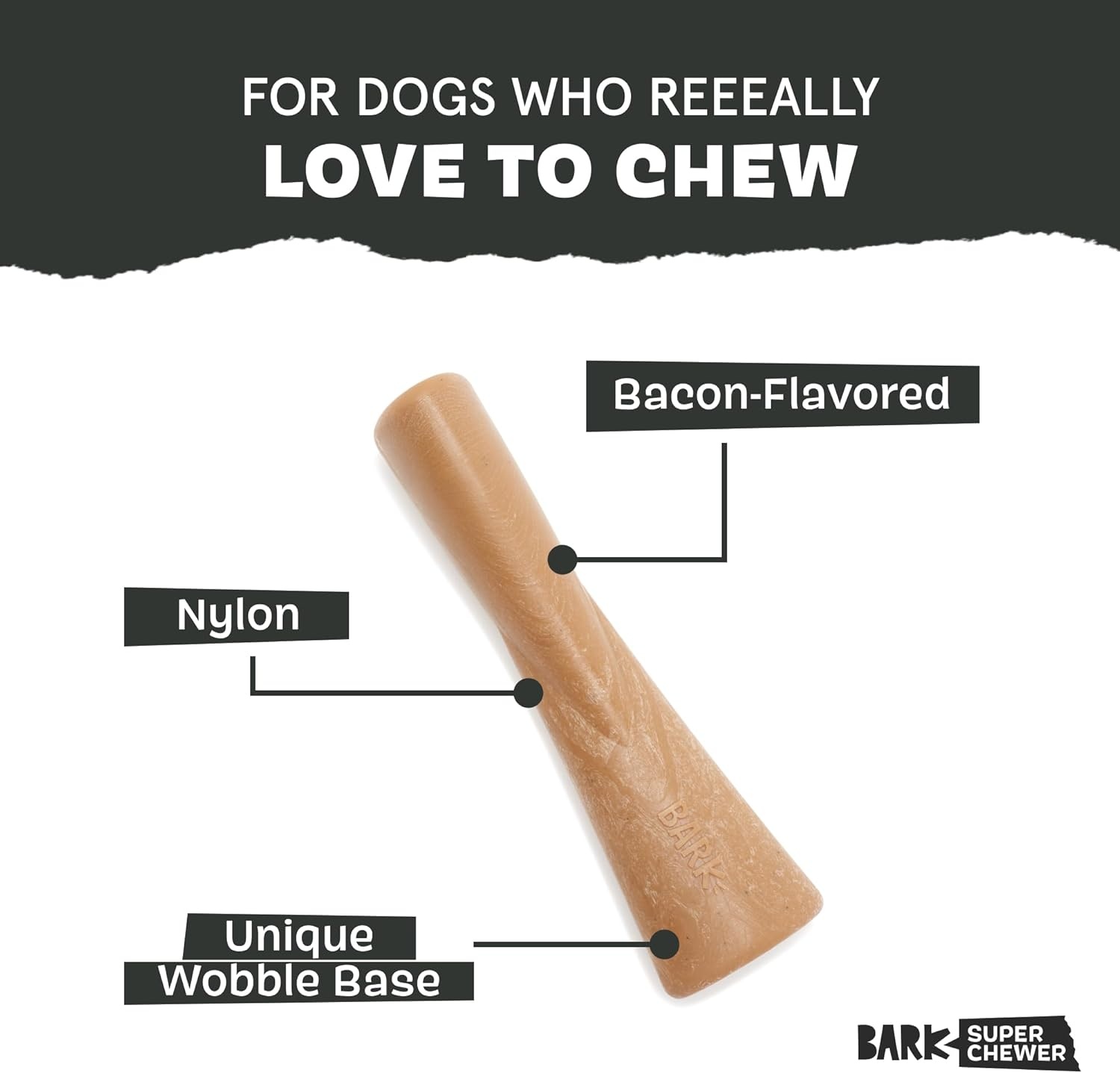image:imageBarkbox Dogness Monster Super Chewer Dog Chew Toy Tough Dental Stimulating Toy for Aggressive Chewers LargeMighty Bone Bacon Large