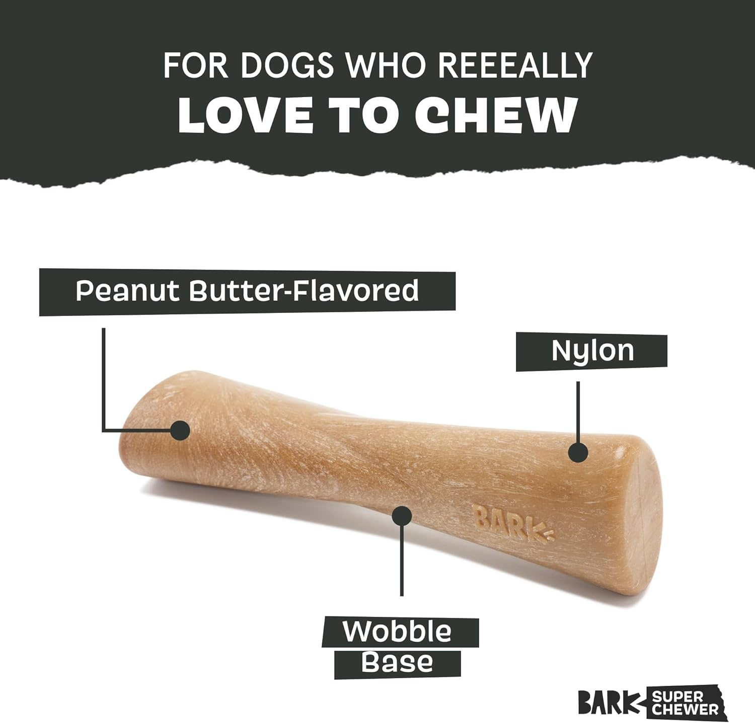 image:imageBarkbox Dogness Monster Super Chewer Dog Chew Toy Tough Dental Stimulating Toy for Aggressive Chewers LargeMighty Bone PB Large