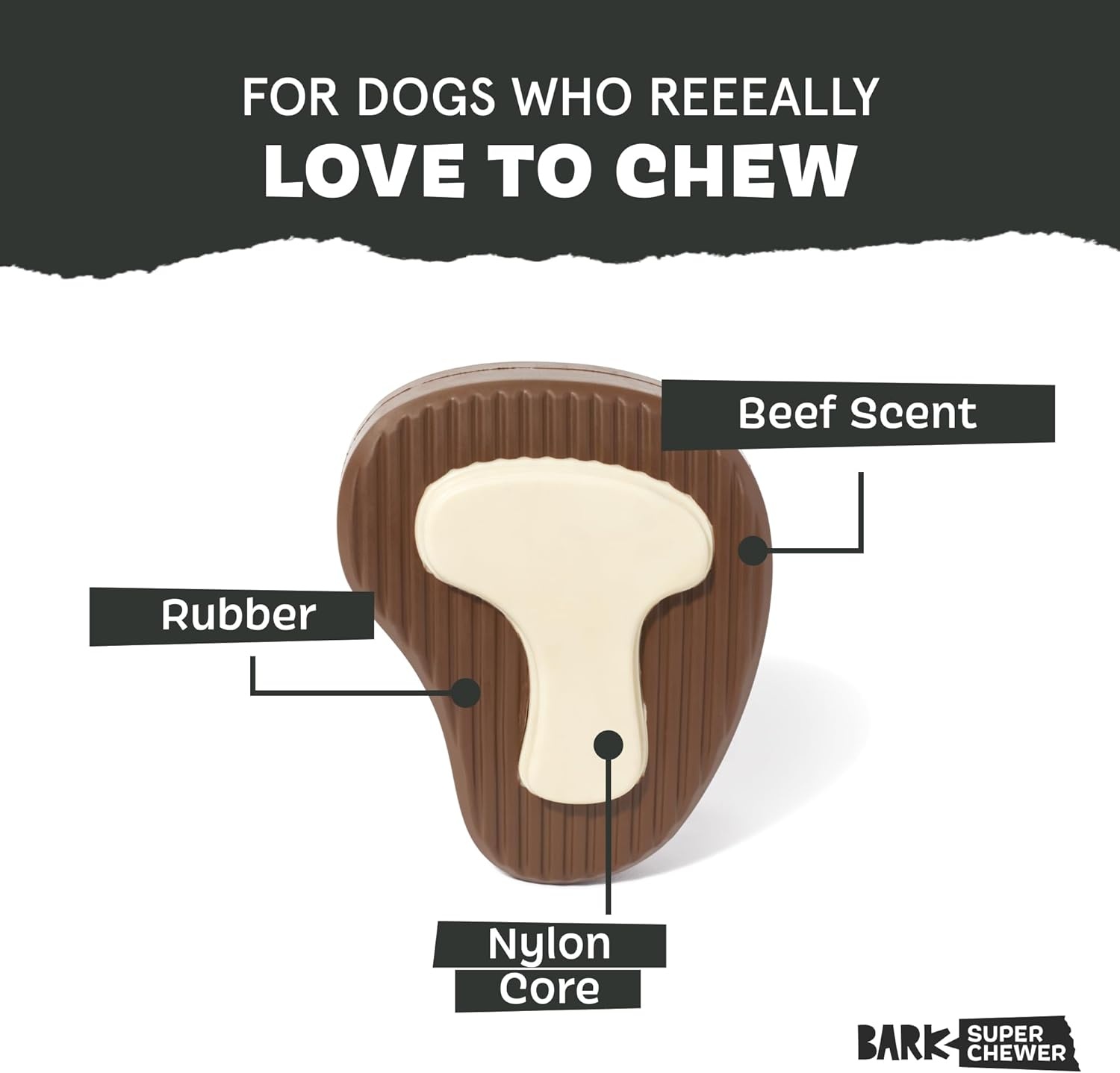 image:imageBarkbox Dogness Monster Super Chewer Dog Chew Toy Tough Dental Stimulating Toy for Aggressive Chewers LargeMr TBone Large