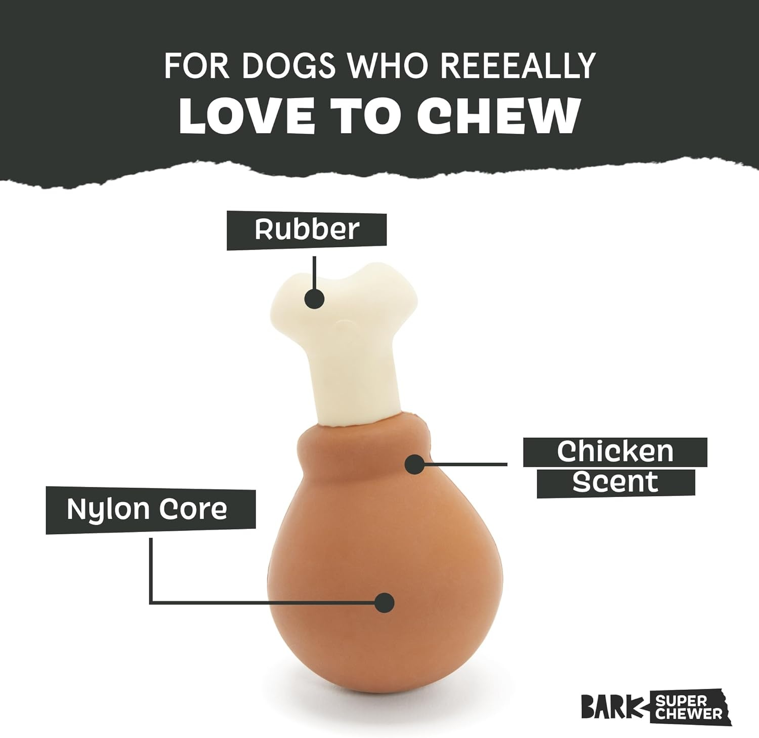 image:imageBarkbox Dogness Monster Super Chewer Dog Chew Toy Tough Dental Stimulating Toy for Aggressive Chewers LargeTurkey Day Drumstick Small