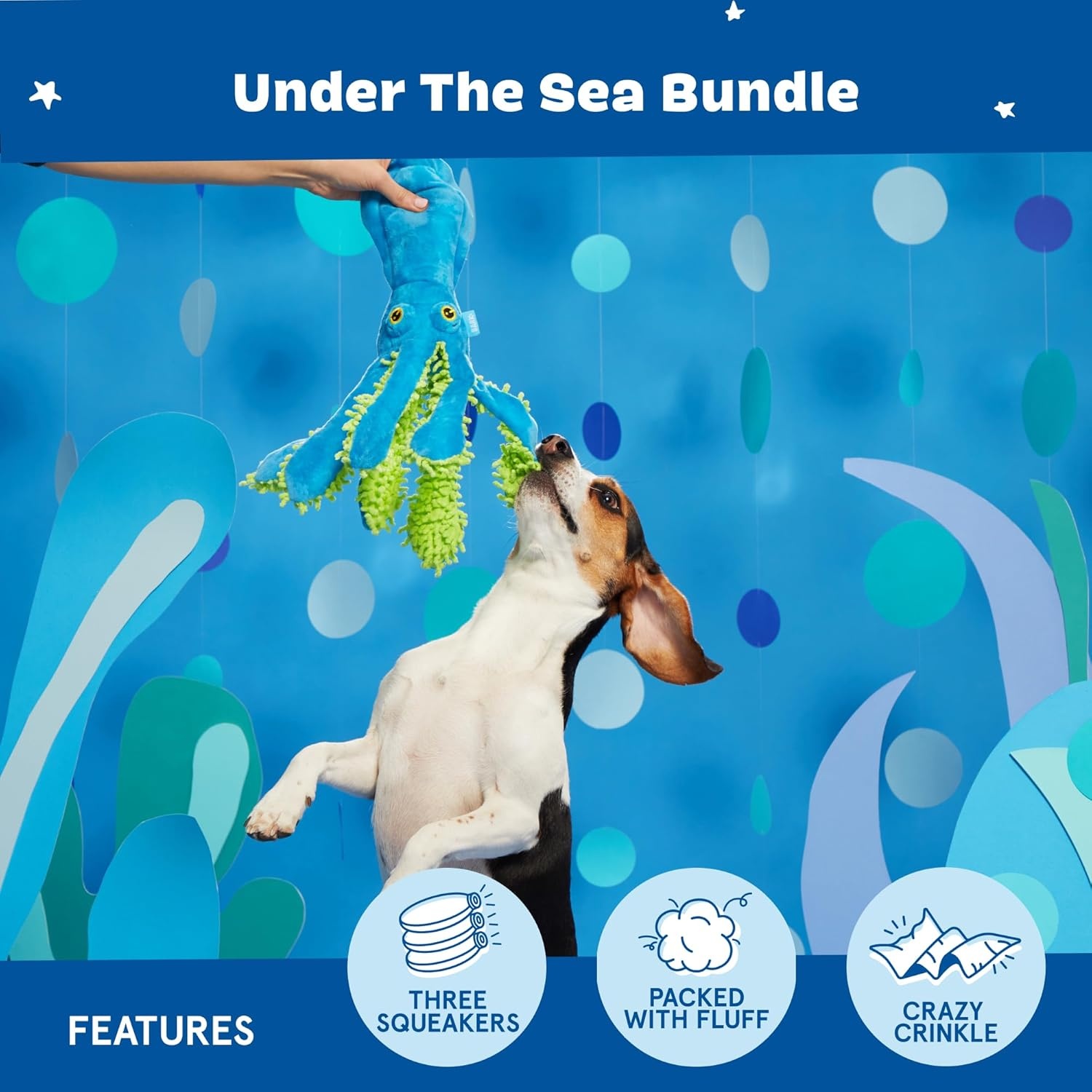 image:imageBarkbox Fiesta Party Bundle Squeaky Dog Toys Plush Chew Toys Puppy and Pet Toys for Small Dogs Full O Fluff Pinata amp Muy Squeaky MargaritaUnder the Sea Bundle Large