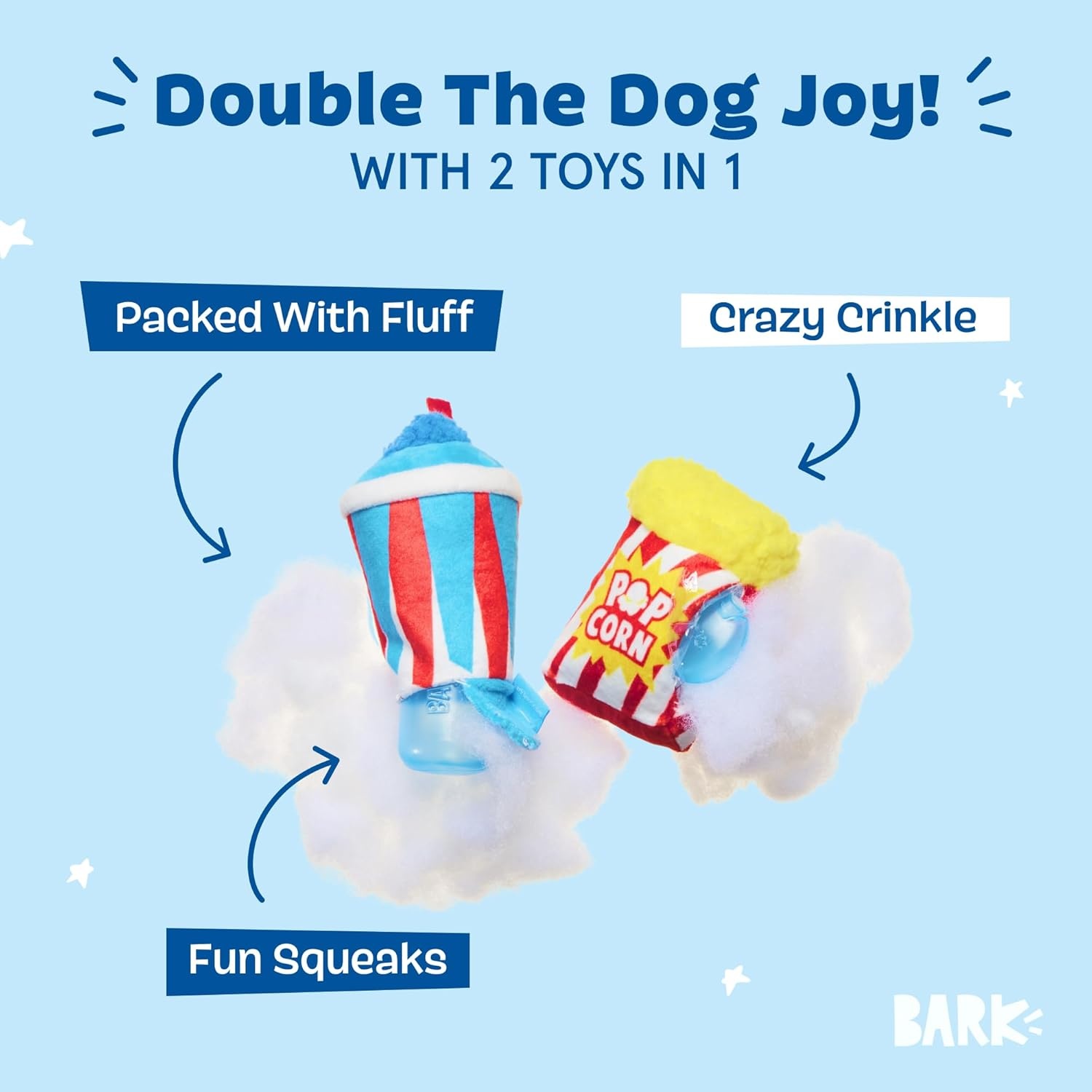 image:imageBarkbox Movie Bites Dog Toy Bundle Squeaky Dog Toys Plush Dog Toys Puppy and Pet Toys for Small DogsMovie Bites