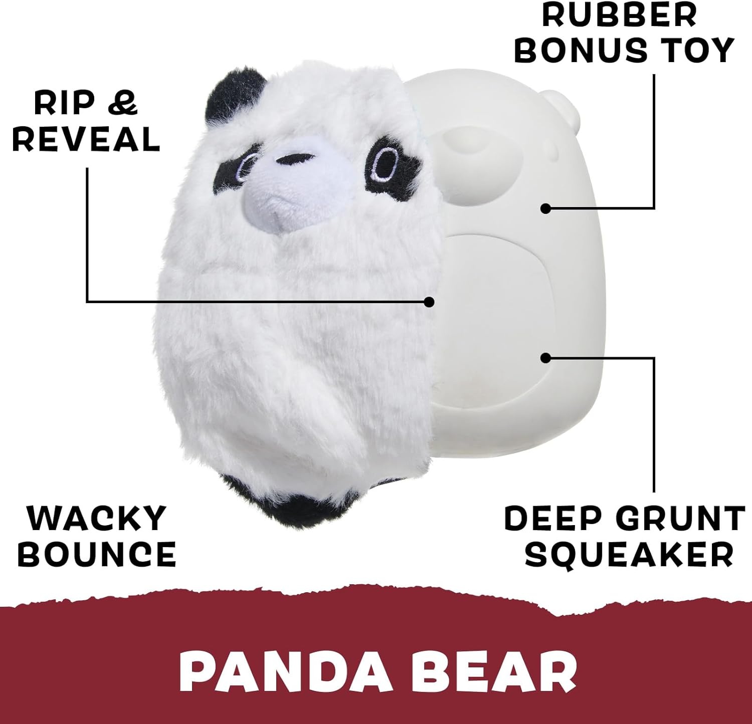 image:imageBarkbox Super Chewer Rad Herring Hard Core Toy with Rip Away Plush for Aggressive Chewers MediumPanda Bear Large
