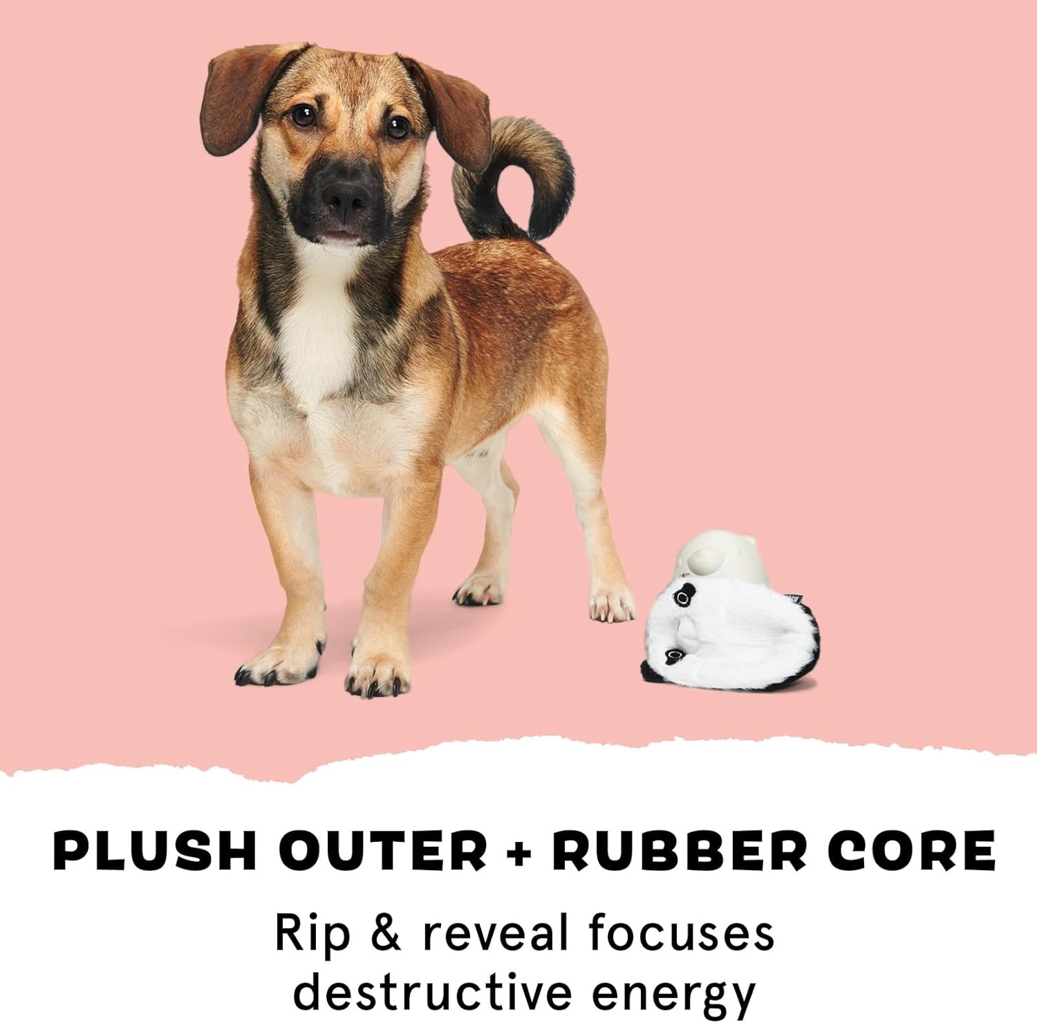 image:imageBarkbox Super Chewer Rad Herring Hard Core Toy with Rip Away Plush for Aggressive Chewers MediumPanda Bear Large