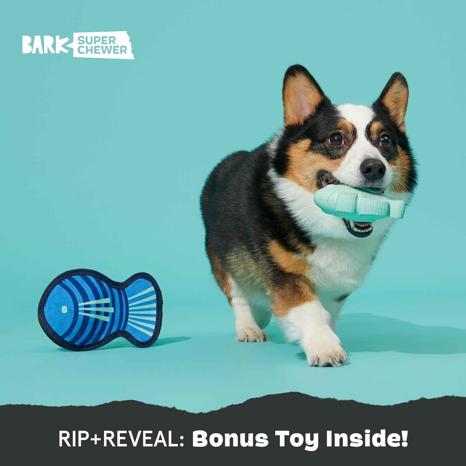 image:imageBarkbox Super Chewer Rad Herring Hard Core Toy with Rip Away Plush for Aggressive Chewers MediumRad Herring Medium