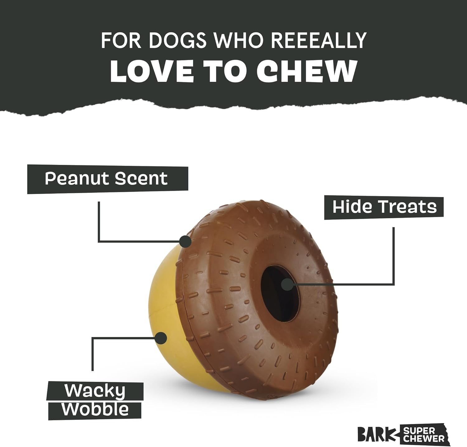 image:imageBarkbox Super Chewer Tough Dog Chew Toys for Aggressive Chewers Treat Dispensing Carrot SmallAcorn Large