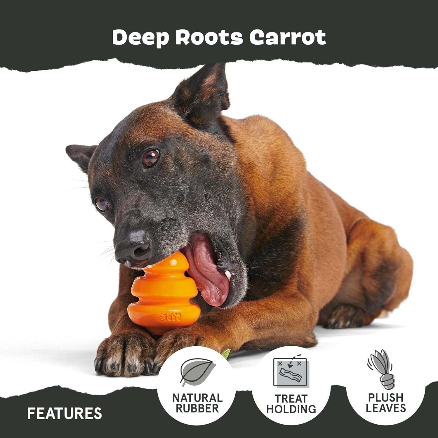 image:imageBarkbox Super Chewer Tough Dog Chew Toys for Aggressive Chewers Treat Dispensing Carrot SmallDeep Roots Carrot Small