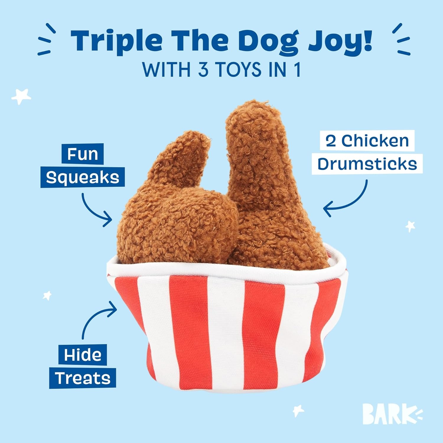 image:imageBarkbox Turkey Barker Dog Toy for Large Aggressive Chewers TurkeyScented Rip amp Reveal Toy for Engaging and Durable PlaytimeBucket oFried Licken