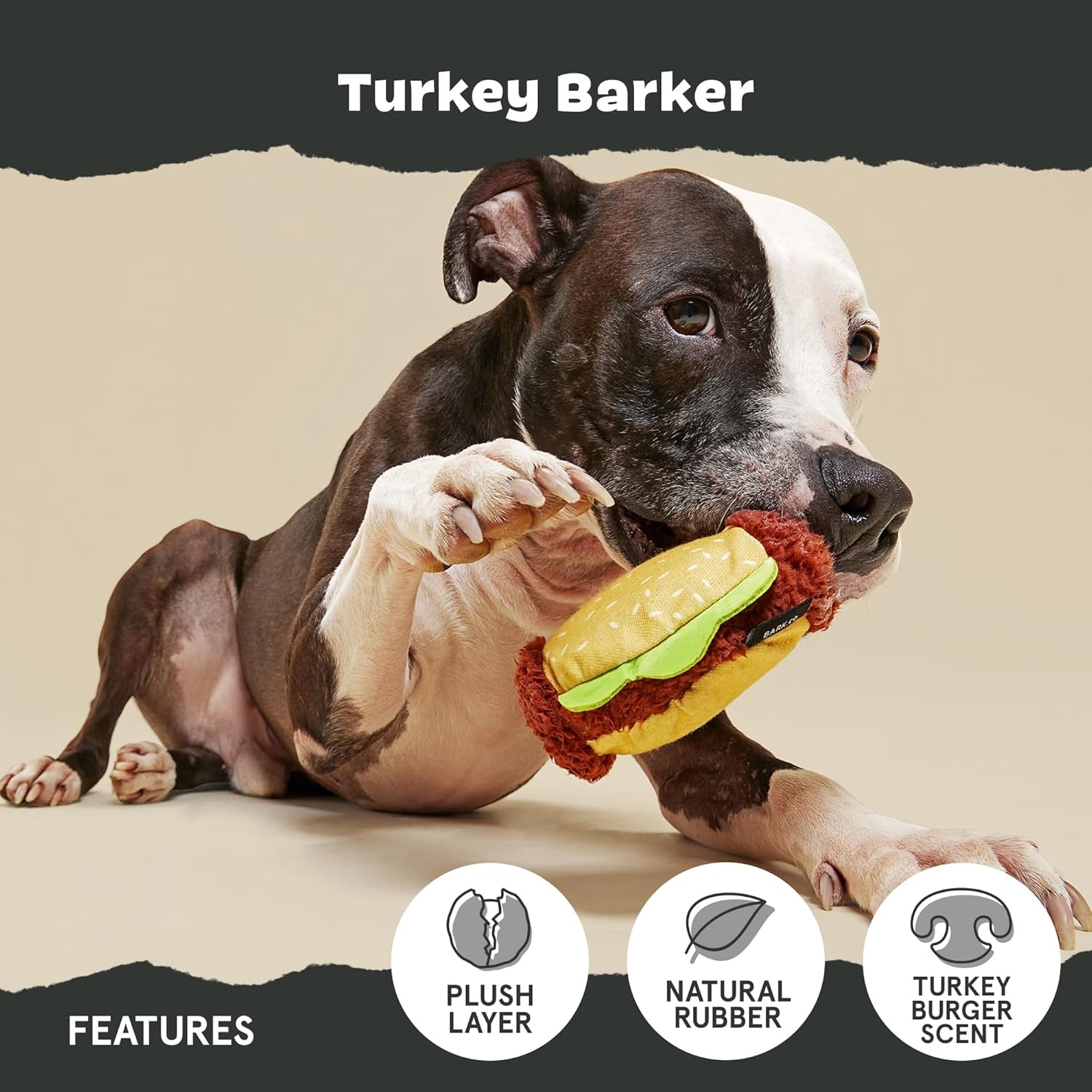 image:imageBarkbox Turkey Barker Dog Toy for Large Aggressive Chewers TurkeyScented Rip amp Reveal Toy for Engaging and Durable PlaytimeTurkey Barker