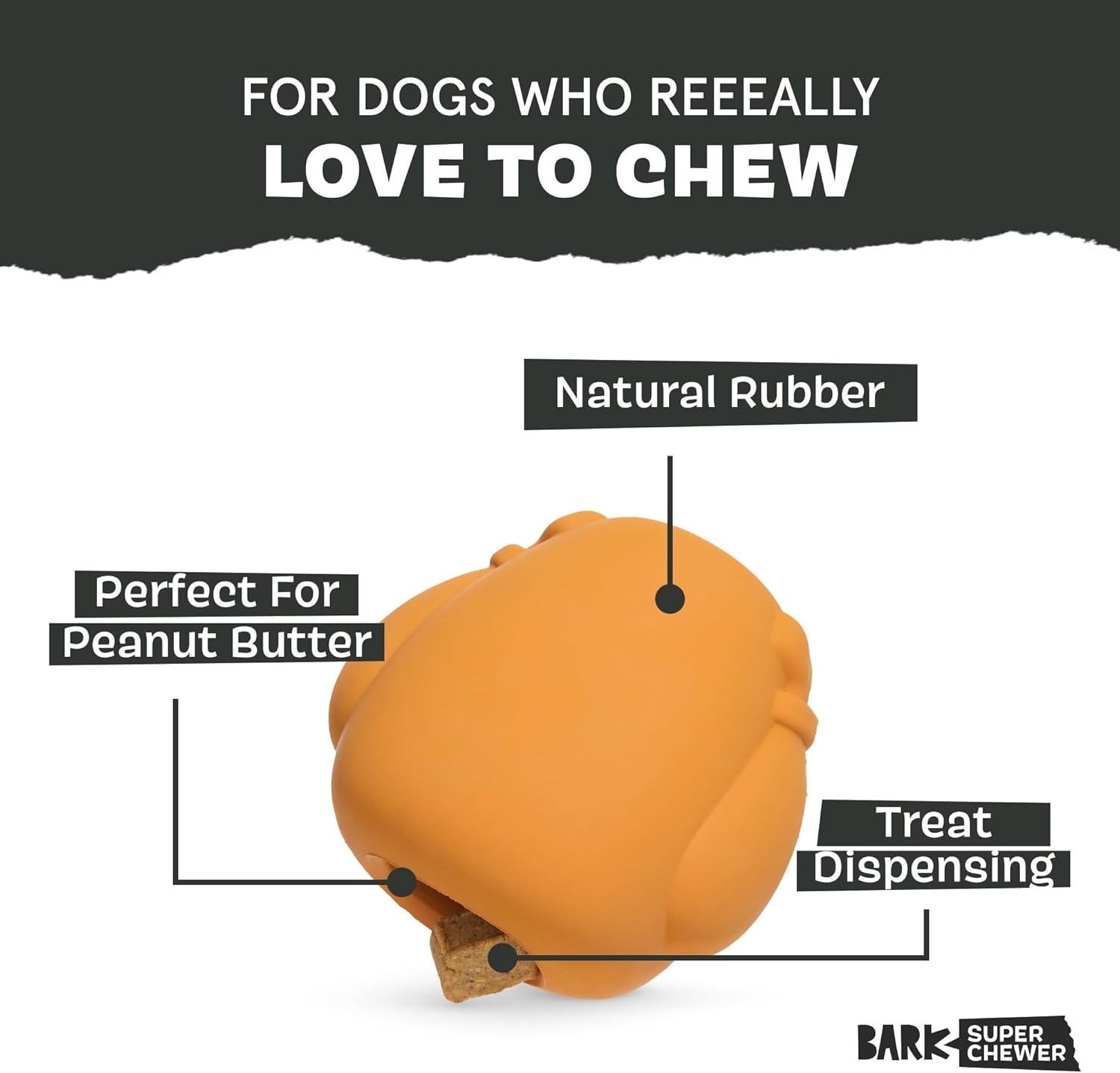 image:imageBarkbox BARK Stuffed Turkey Dog Toy Natural Rubber Treat Dispensing Perfect for Peanut Butter Dog Toy for Aggressive Chewers