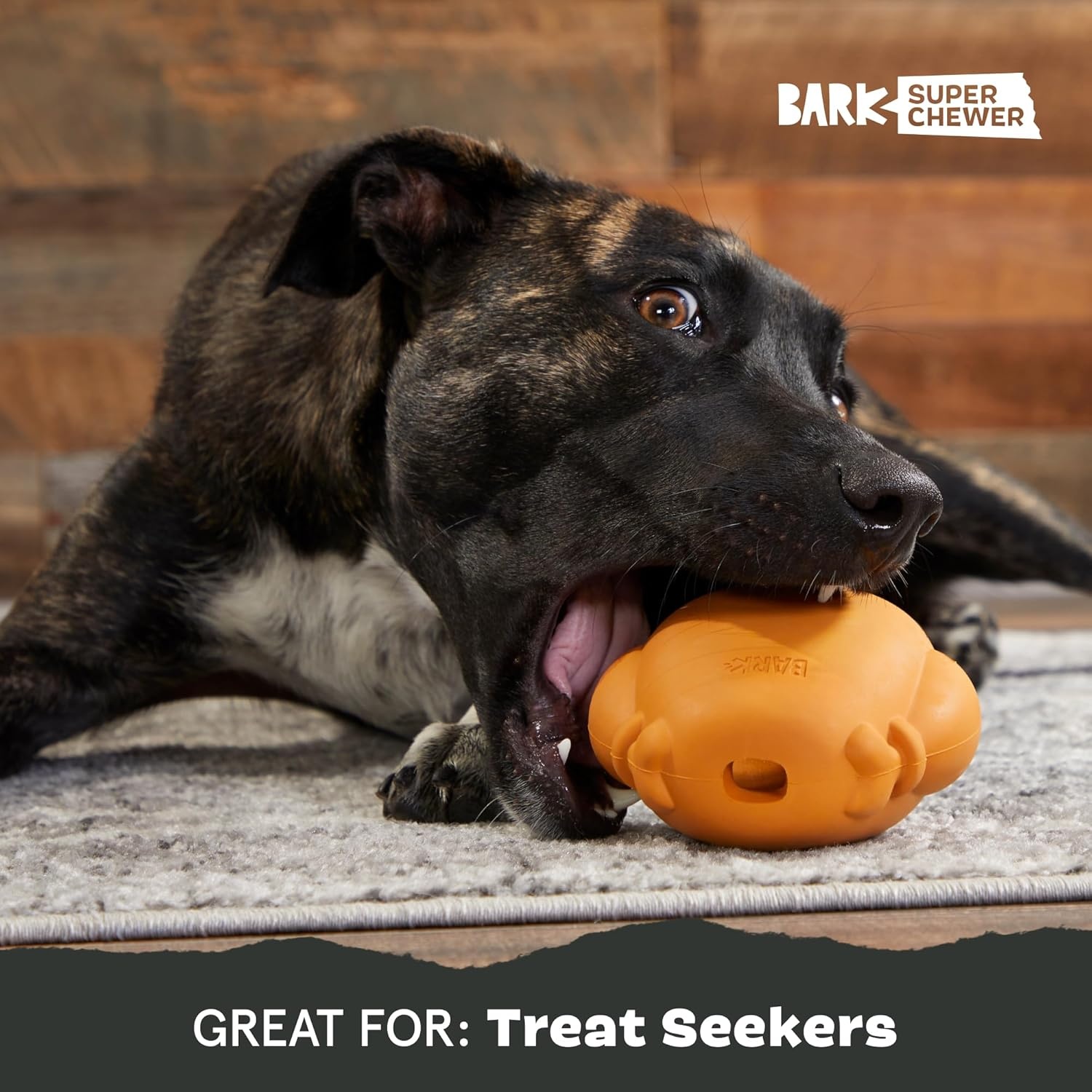 image:imageBarkbox BARK Stuffed Turkey Dog Toy Natural Rubber Treat Dispensing Perfect for Peanut Butter Dog Toy for Aggressive Chewers