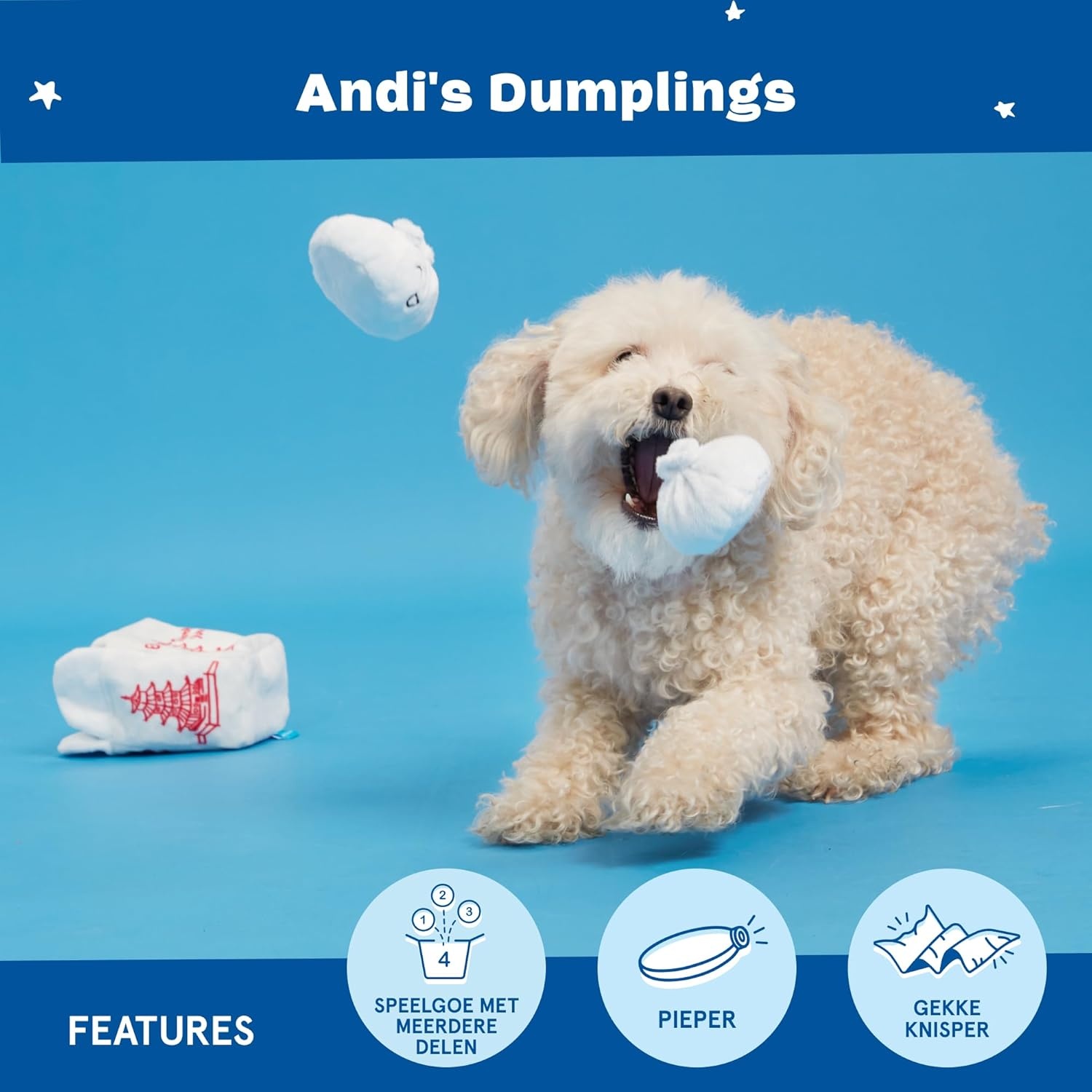 image:imageBarkbox Dog Toy 2 in 1 Interactive Plush Exterior Material amp Squeaker Tearable Dog Toy with Squeaky Ball Inside Ideal for Toy Destroyers Andis Dumpling Large
