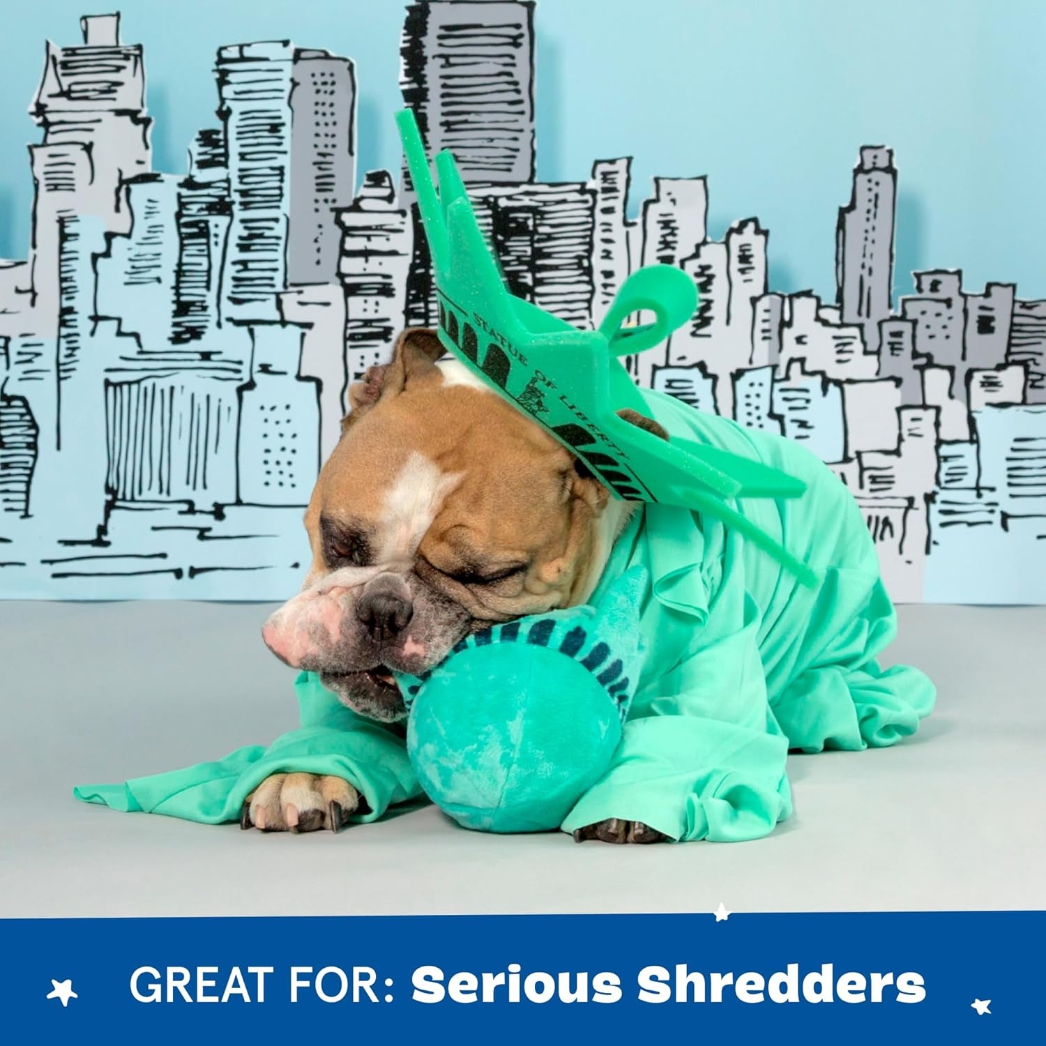image:imageBarkbox Lady Liberty Ball Plush Dog Toy 2in1 Squeaky and Crinkle Dog Toy with Plush Exterior and Textured Ball Core Large DogLiberty Ball