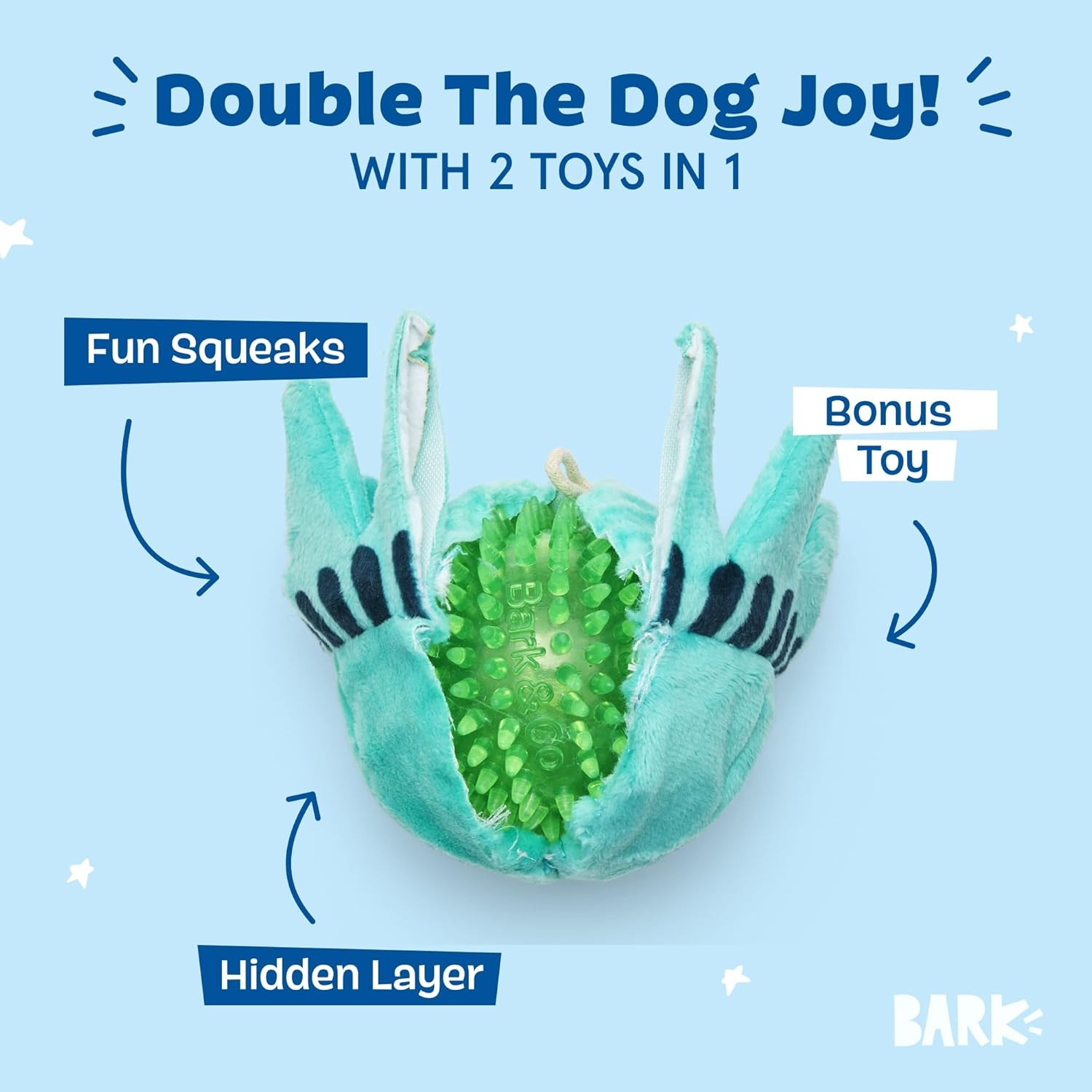 image:imageBarkbox Lady Liberty Ball Plush Dog Toy 2in1 Squeaky and Crinkle Dog Toy with Plush Exterior and Textured Ball Core Large DogLiberty Ball