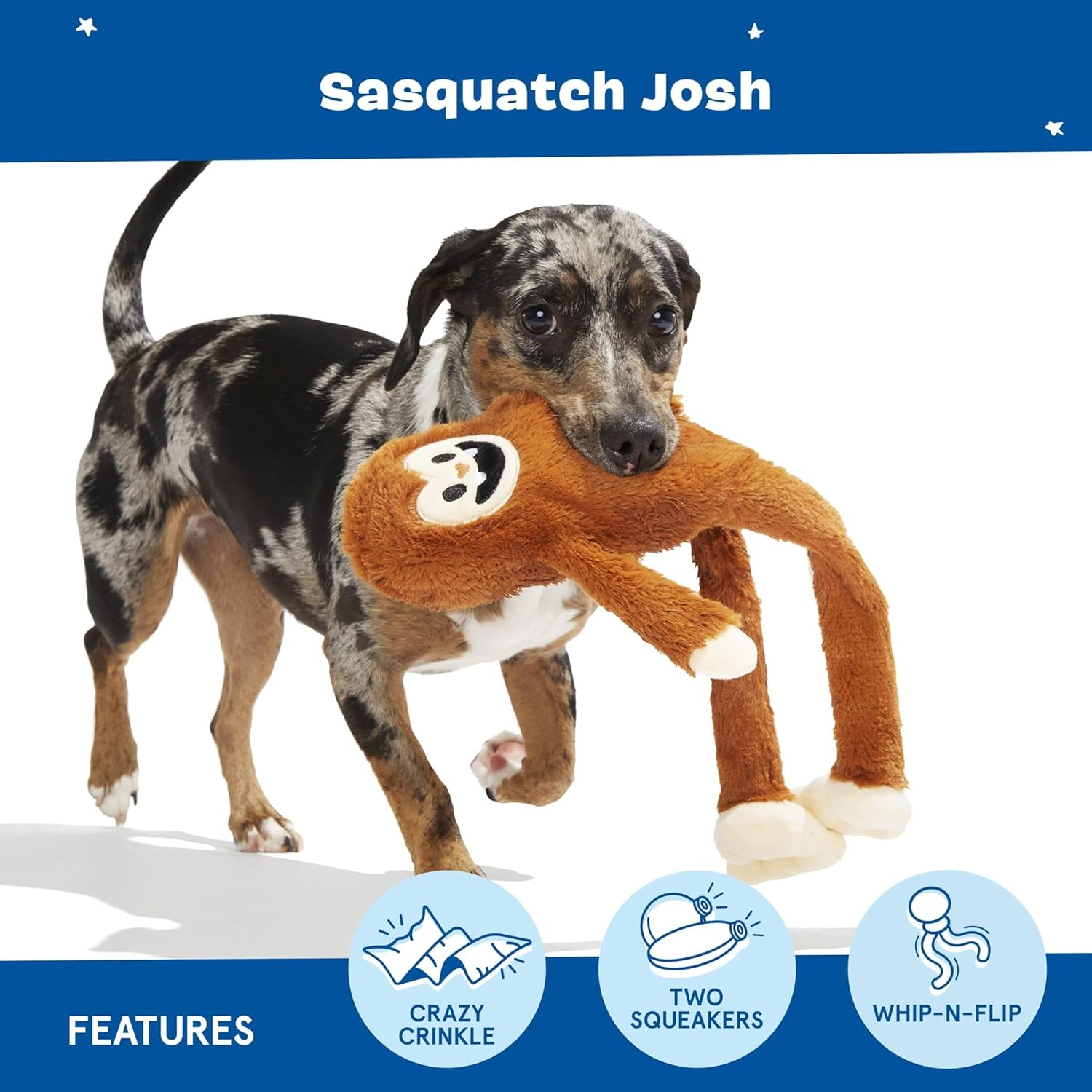 image:imageBarkbox Lady Liberty Ball Plush Dog Toy 2in1 Squeaky and Crinkle Dog Toy with Plush Exterior and Textured Ball Core Large DogSasquatch
