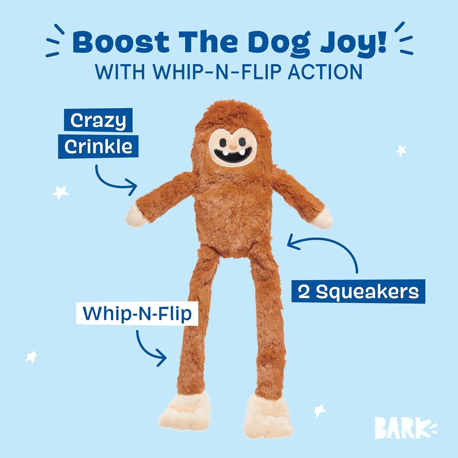 image:imageBarkbox Lady Liberty Ball Plush Dog Toy 2in1 Squeaky and Crinkle Dog Toy with Plush Exterior and Textured Ball Core Large DogSasquatch